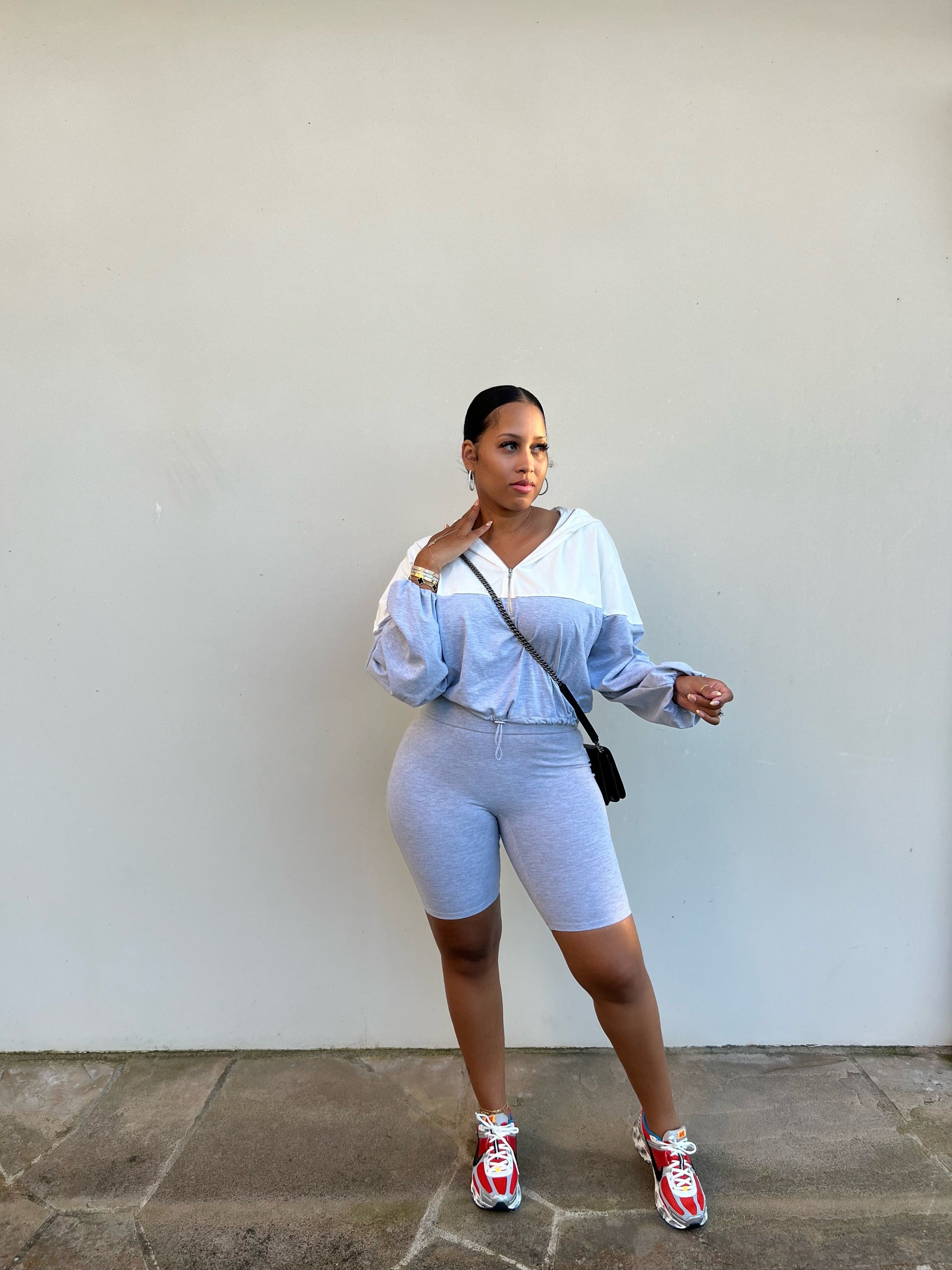 Set The Tone Hooded Short Set