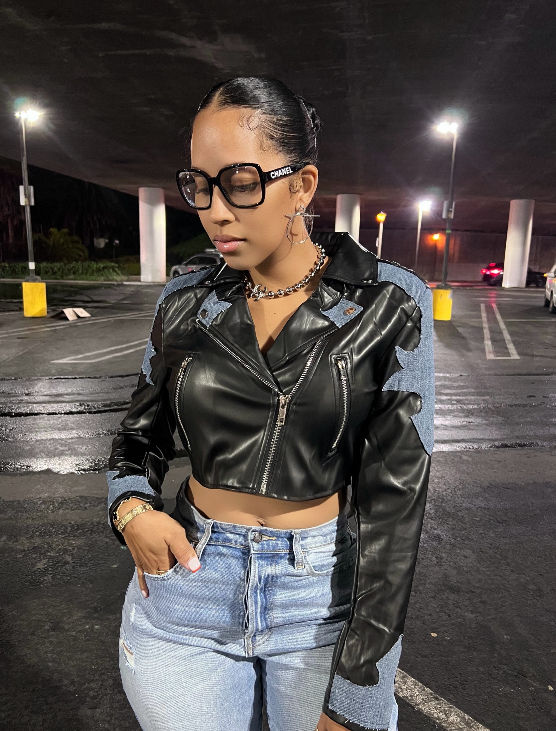 Harley Leather/Denim Moto Jacket