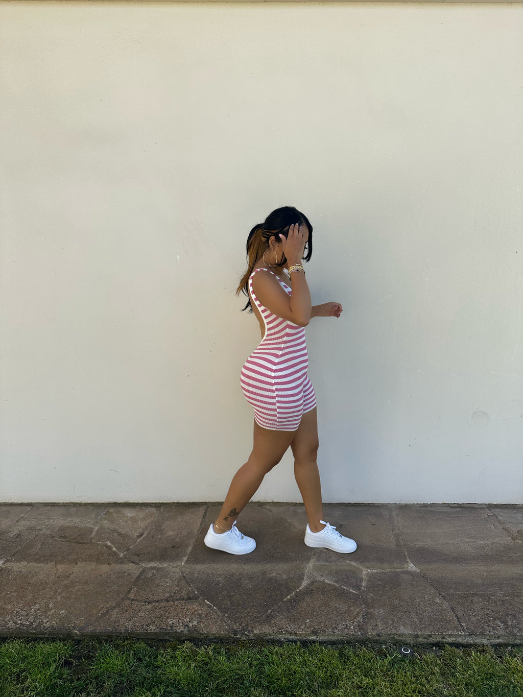 Ribbed Zip Basic Romper