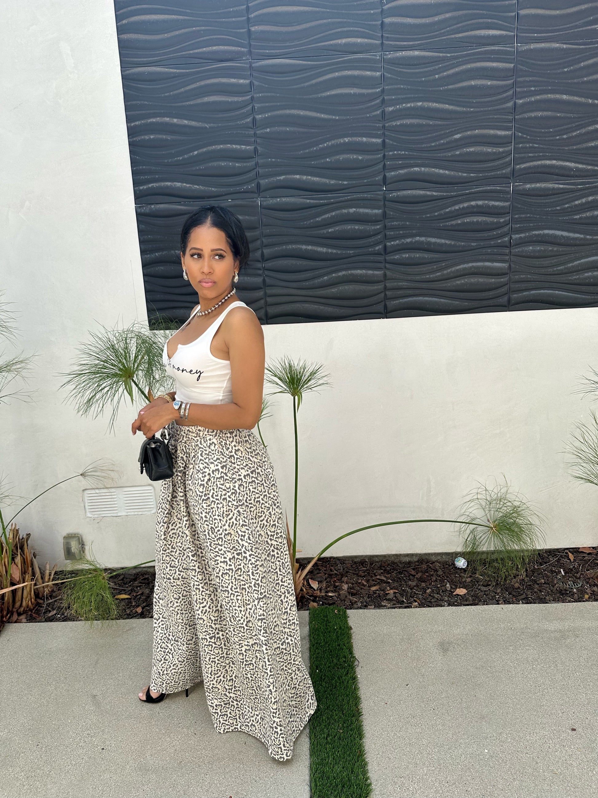 Leopard Tings Wide Leg Trousers