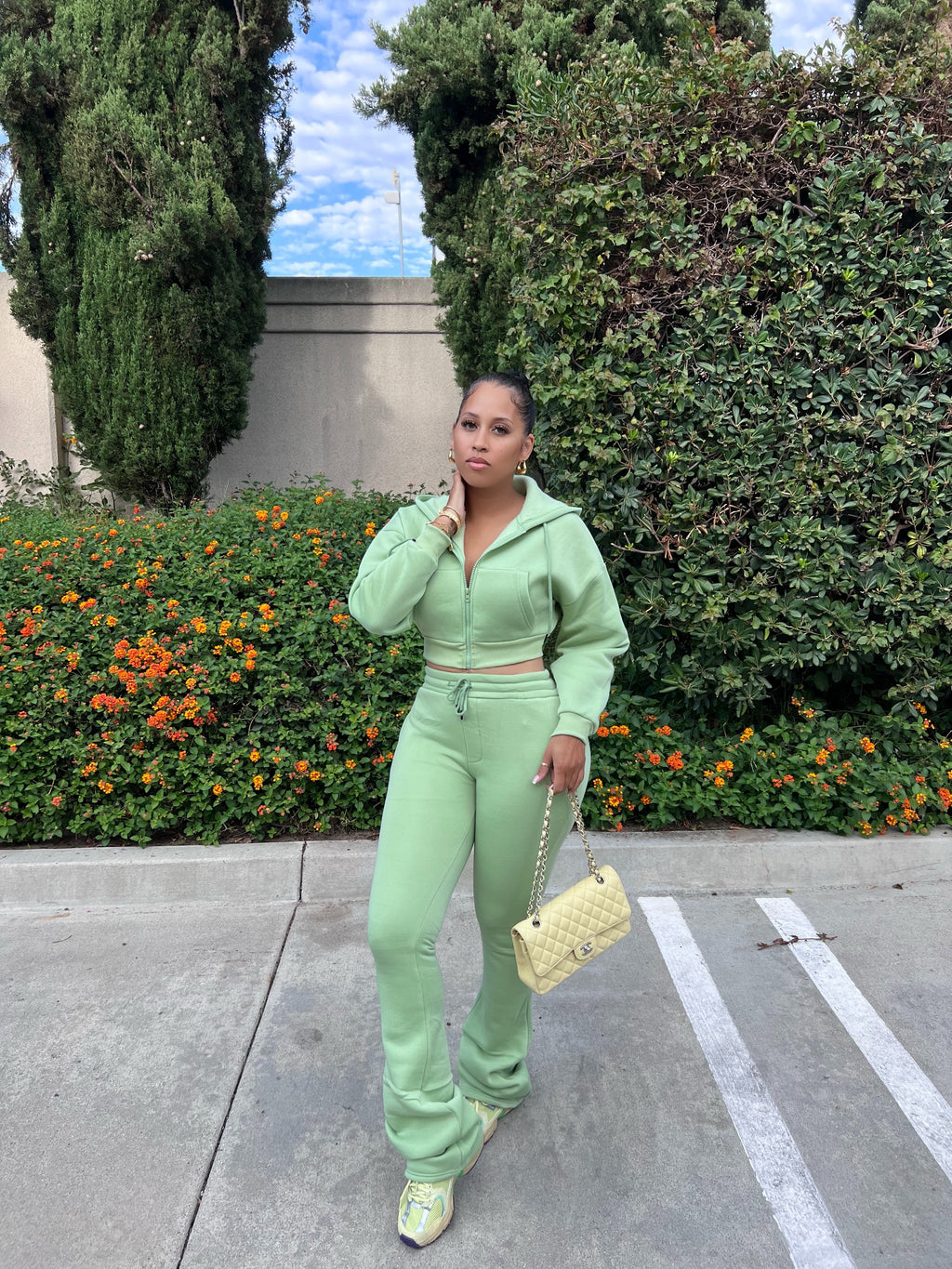 The Basic Extended Leg Zip Up Hoodie Set
