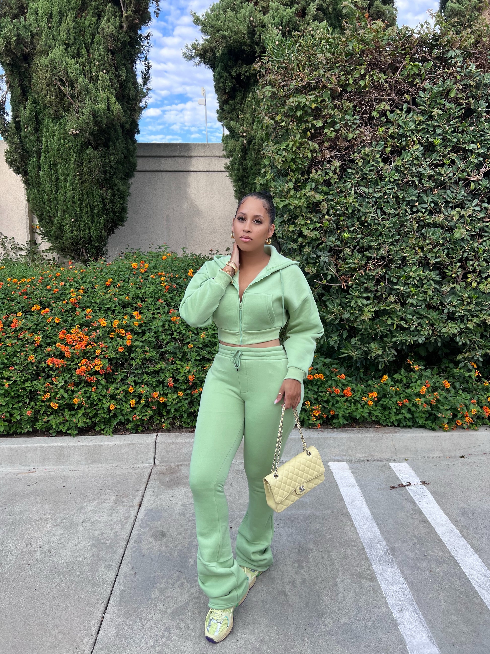 The Basic Extended Leg Zip Up Hoodie Set