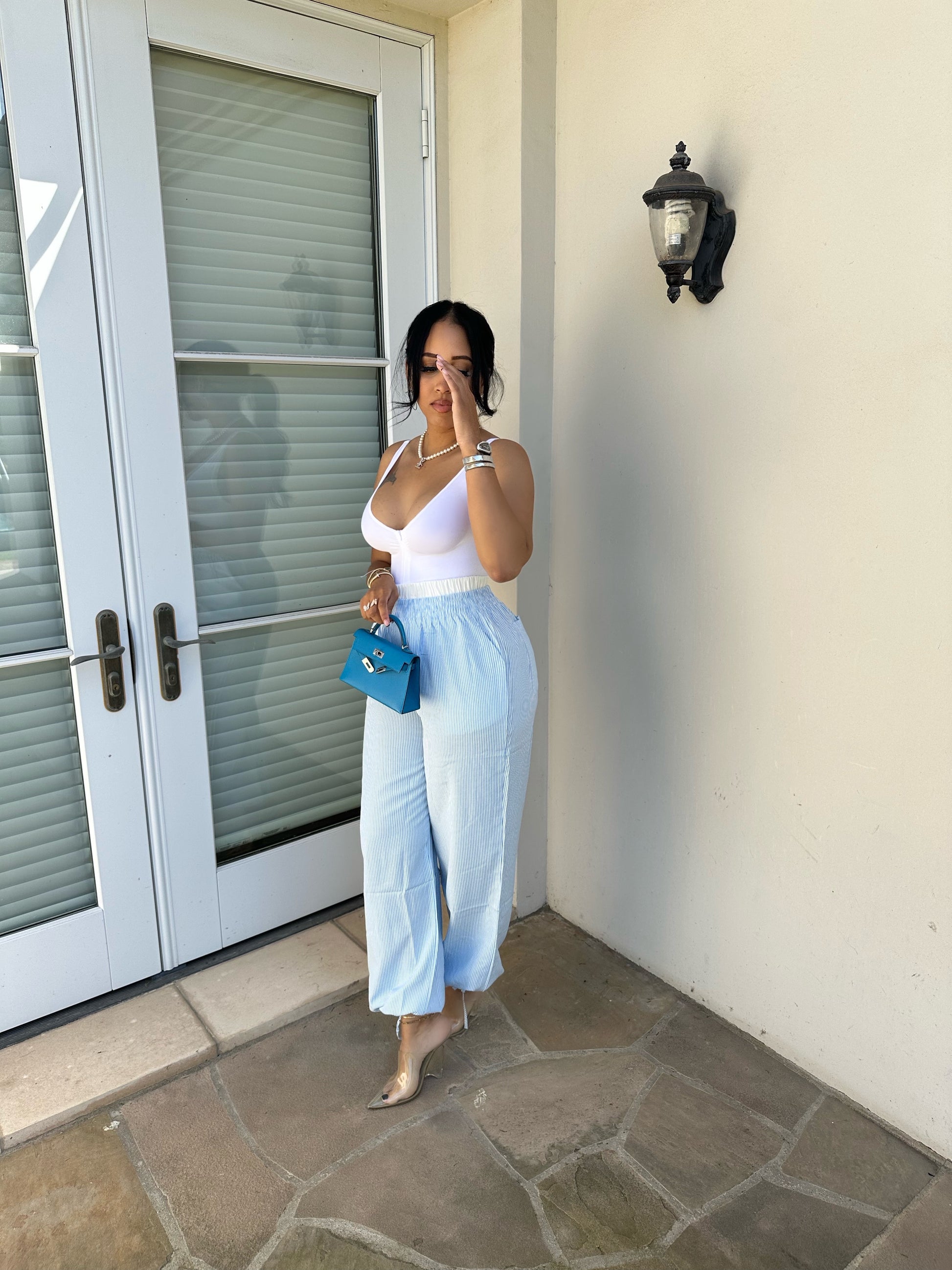 Bedtime Blues Striped Lightweight Jogger