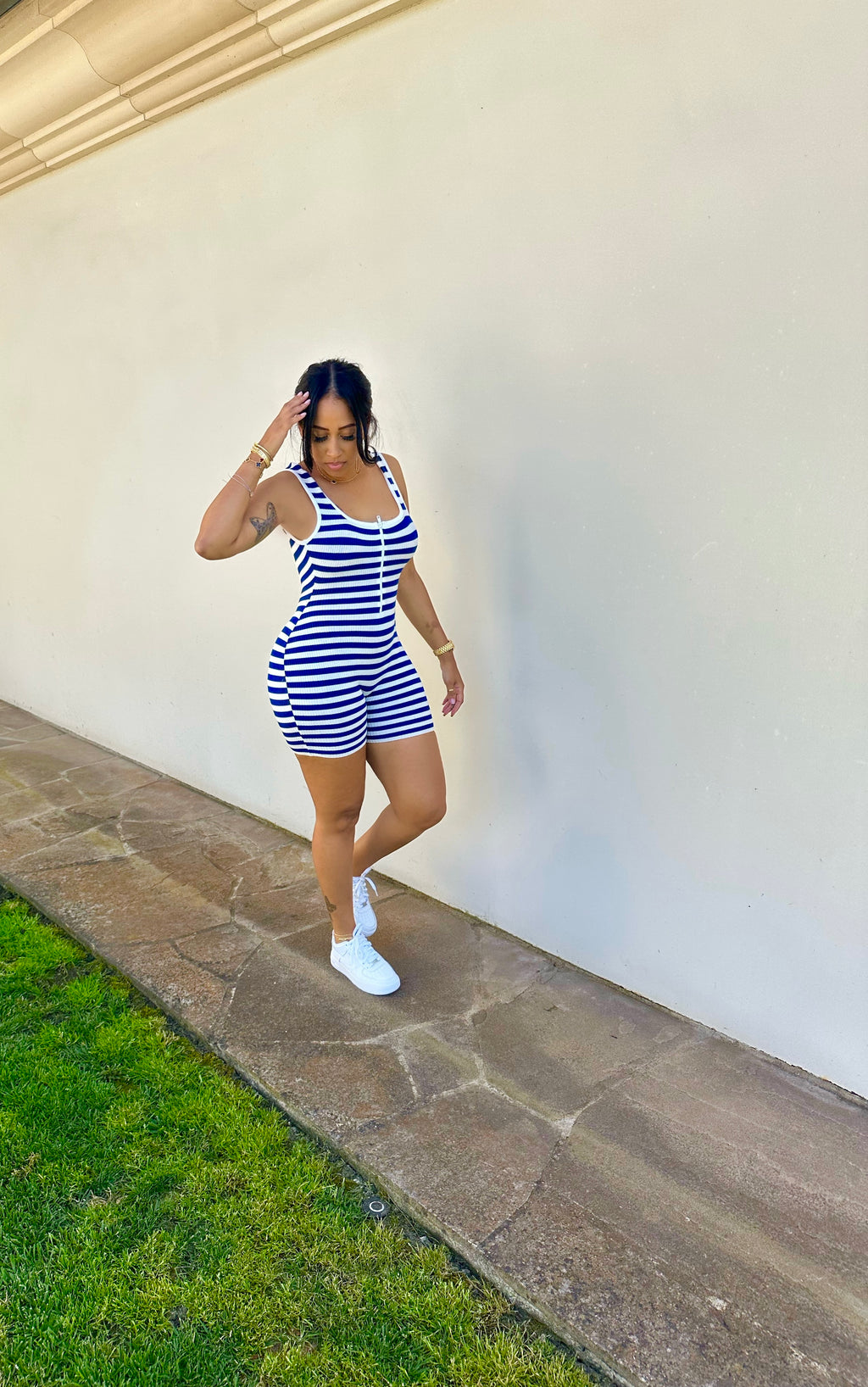 Ribbed Zip Basic Romper