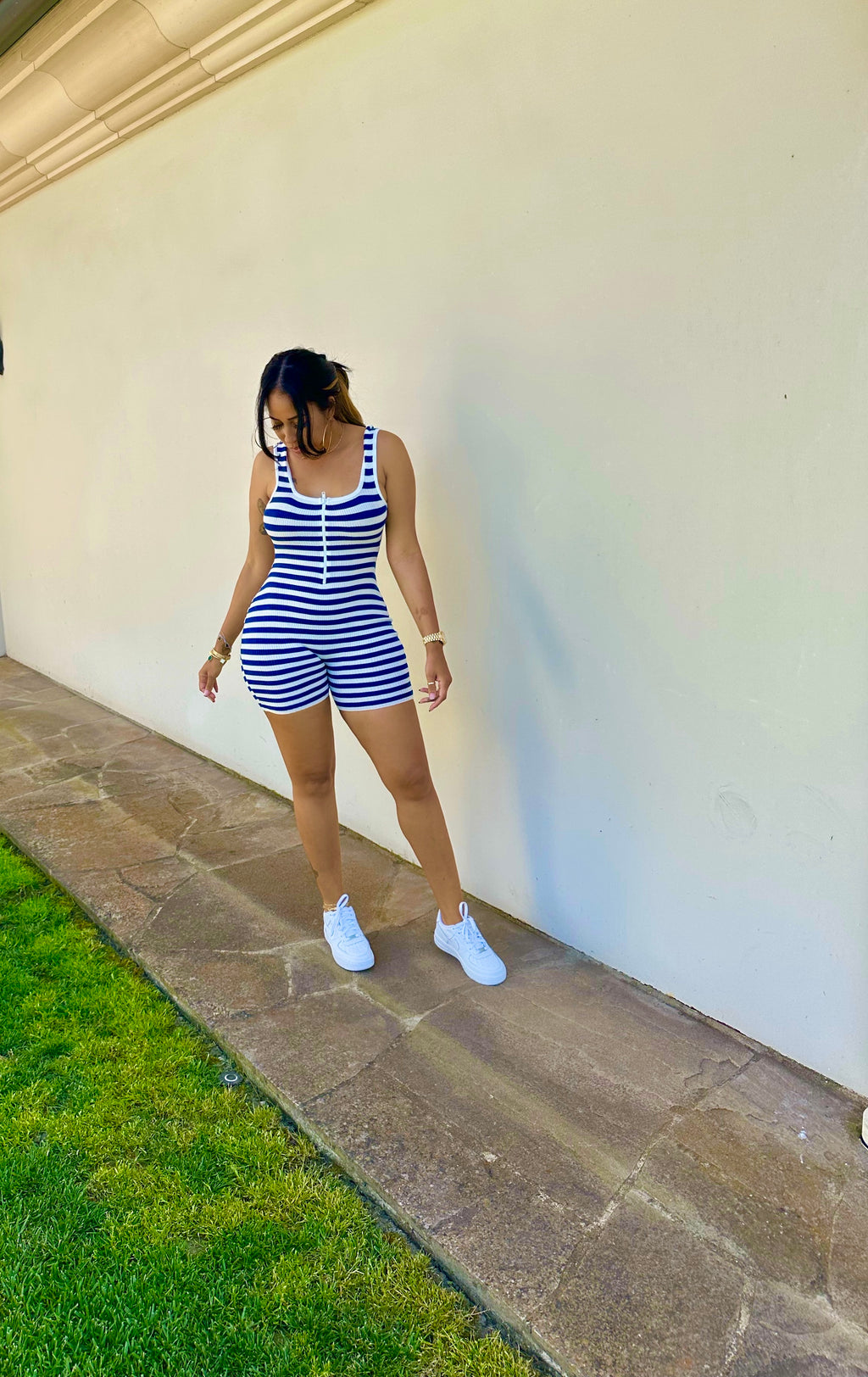 Ribbed Zip Basic Romper