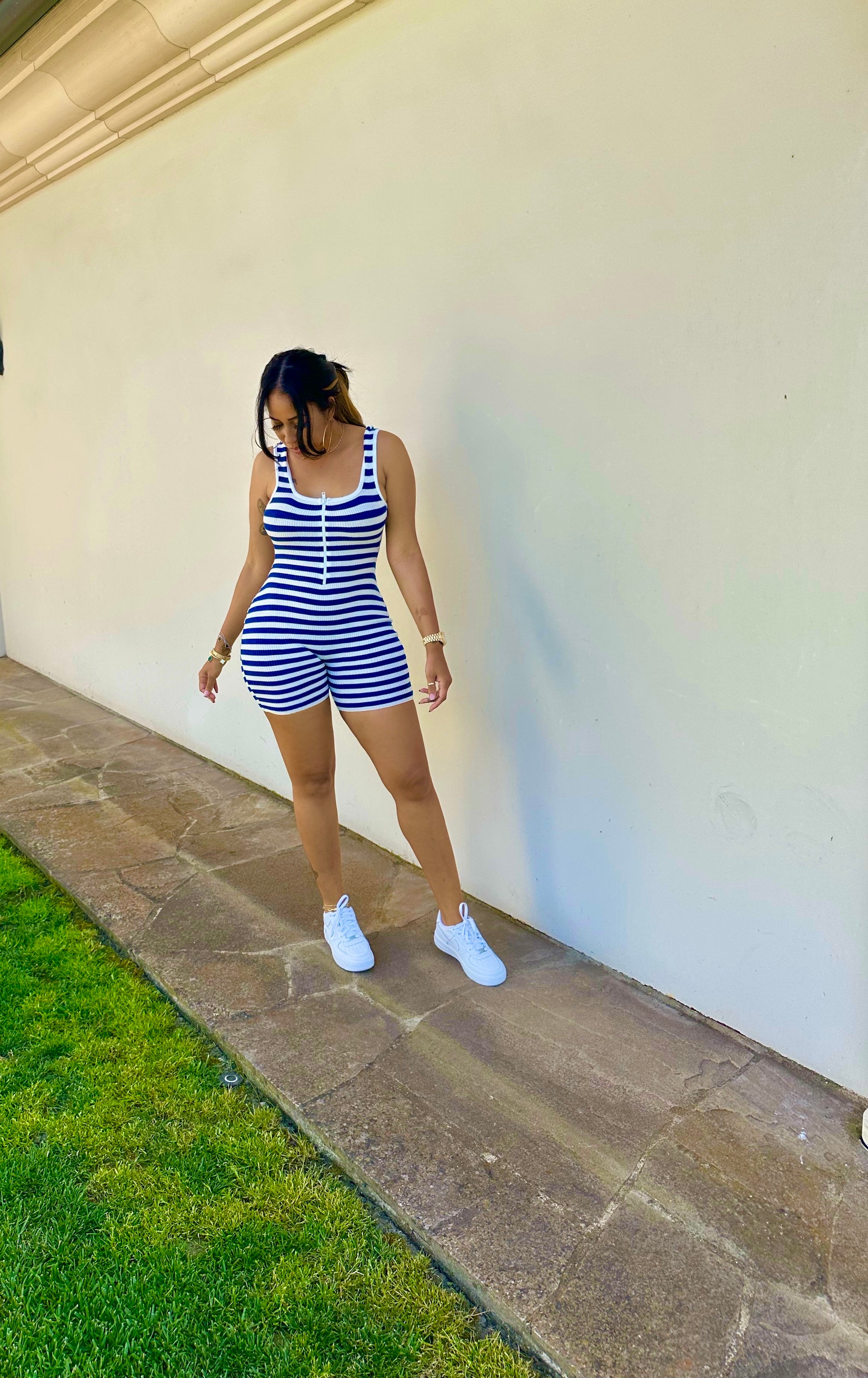 Ribbed Zip Basic Romper