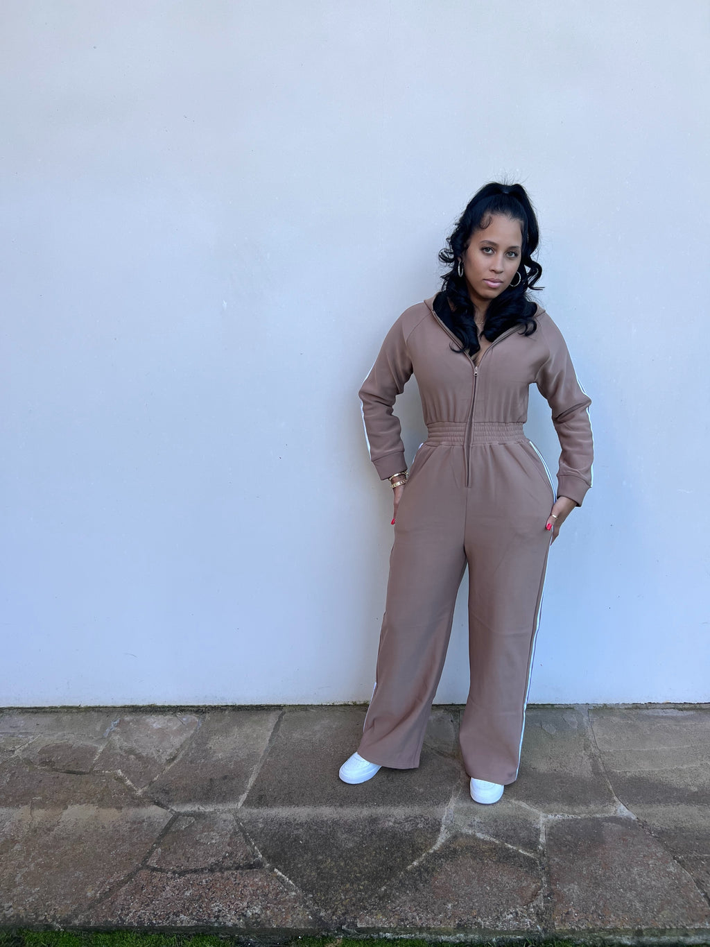 Beige Basic Jumpsuit