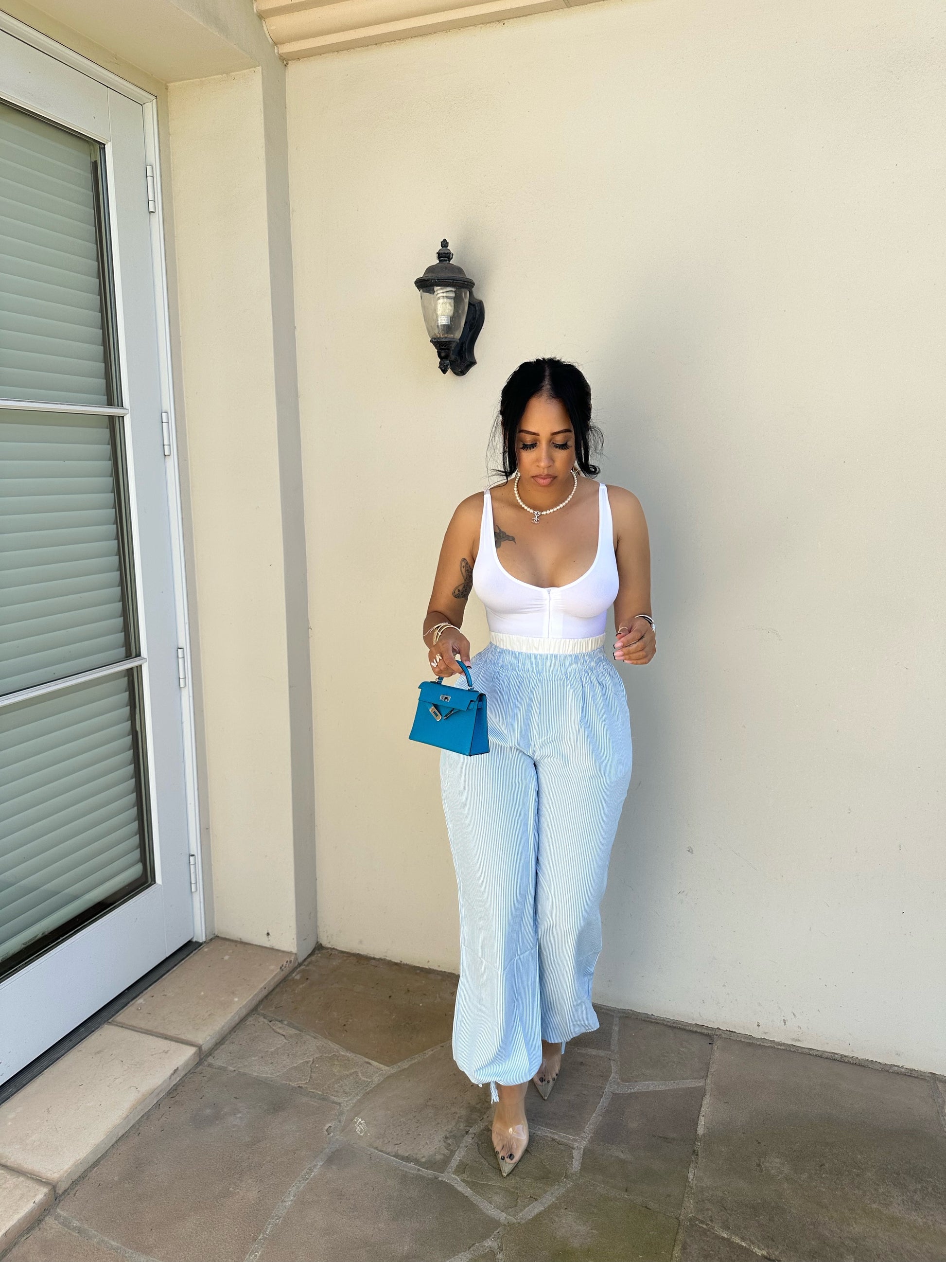 Bedtime Blues Striped Lightweight Jogger