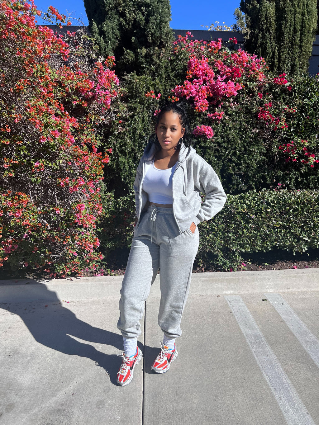 Heather Grey Zip Up Jogger Set
