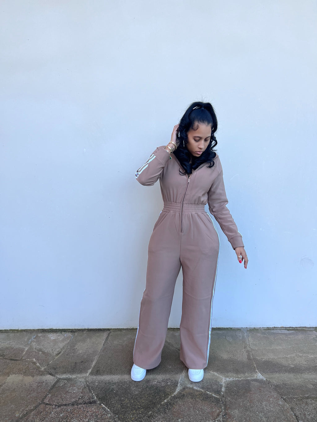 Beige Basic Jumpsuit