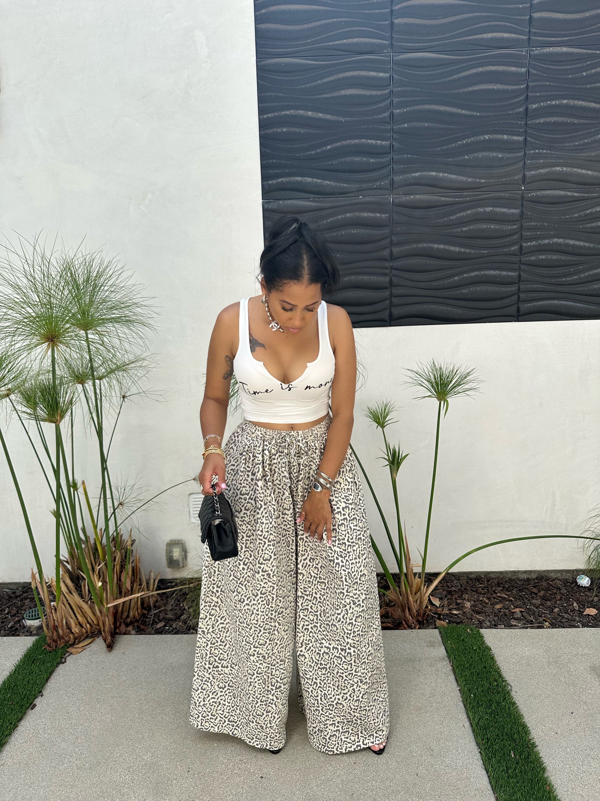 Leopard Tings Wide Leg Trousers