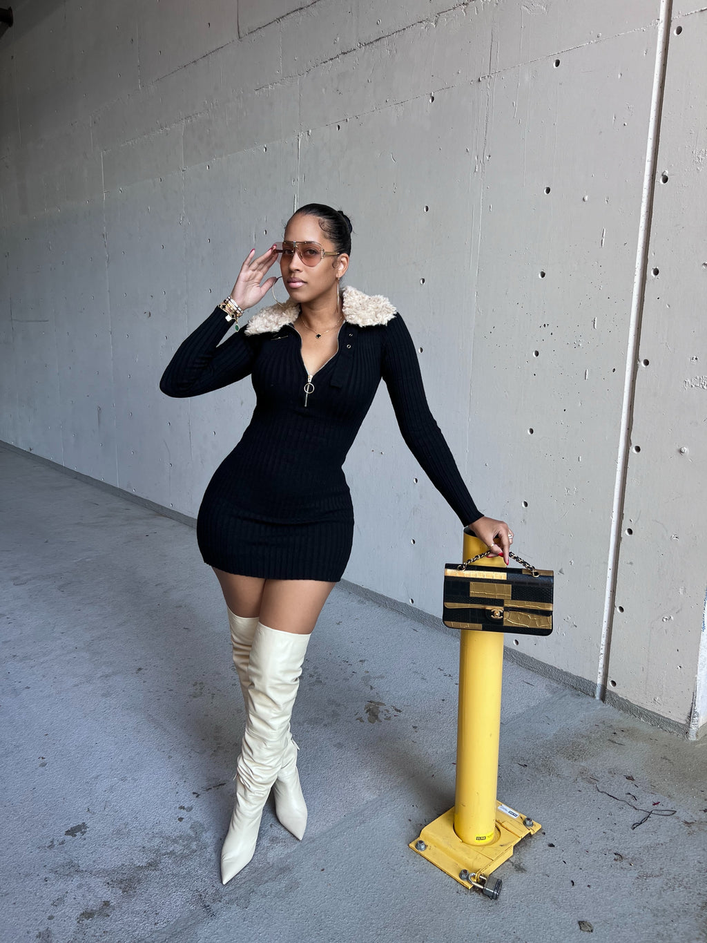 Giselle Knit Faux Fur Mini