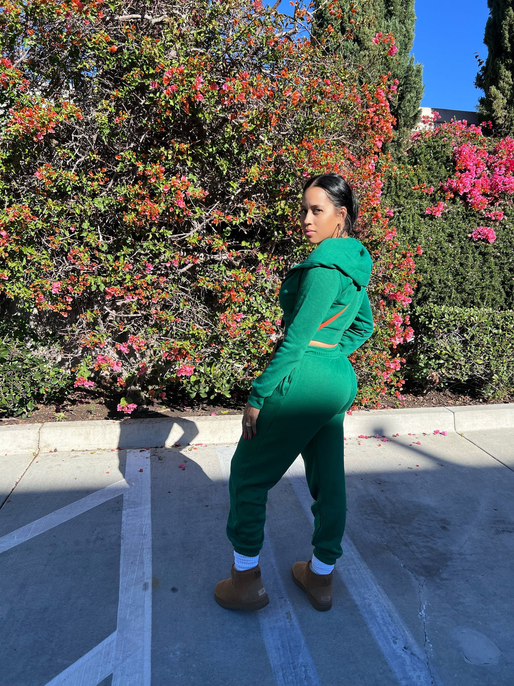 Kelly Green Basic Cropped Jogger Set