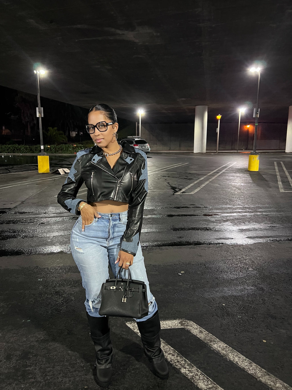 Harley Leather/Denim Moto Jacket