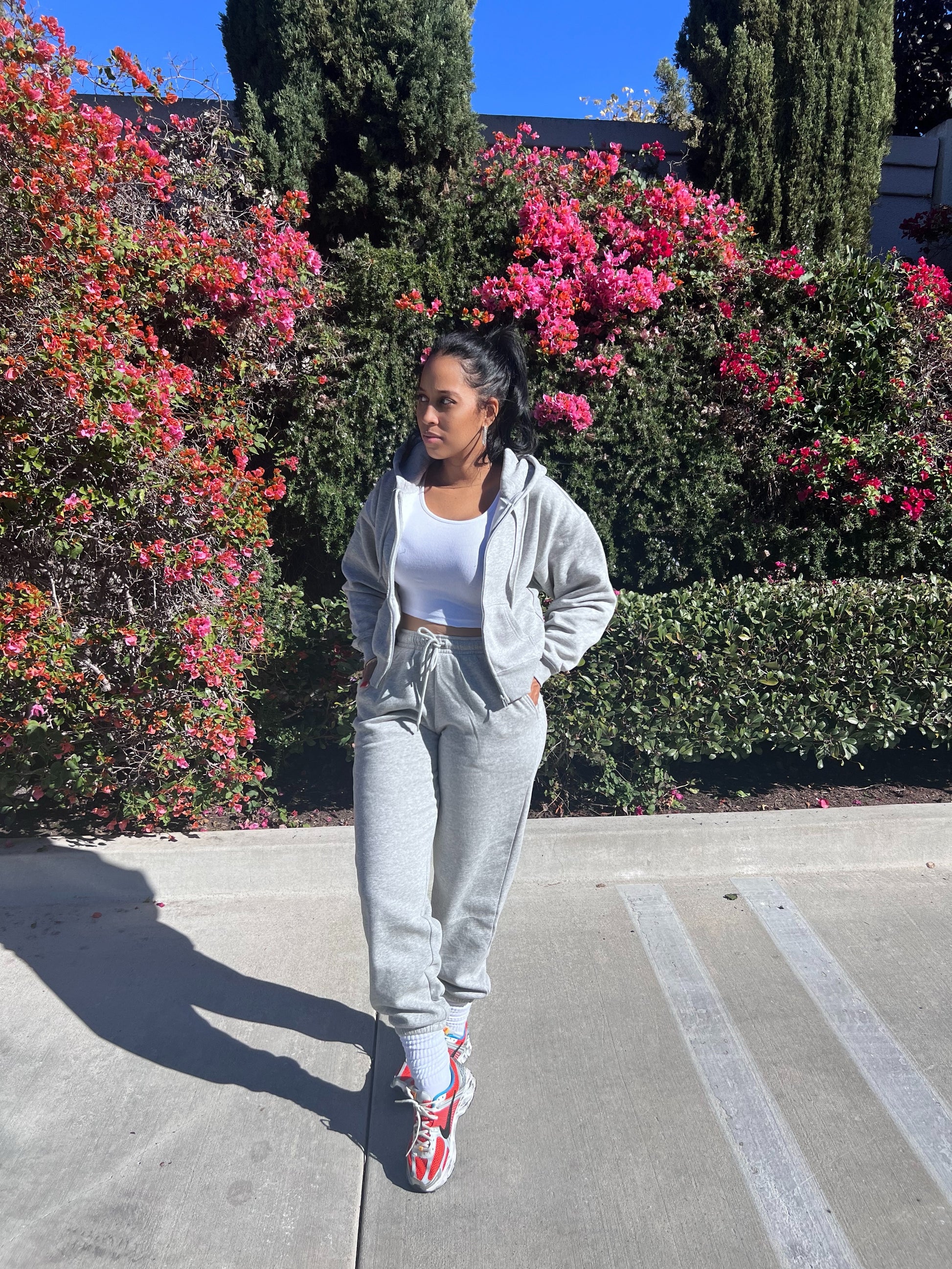 Heather Grey Zip Up Jogger Set