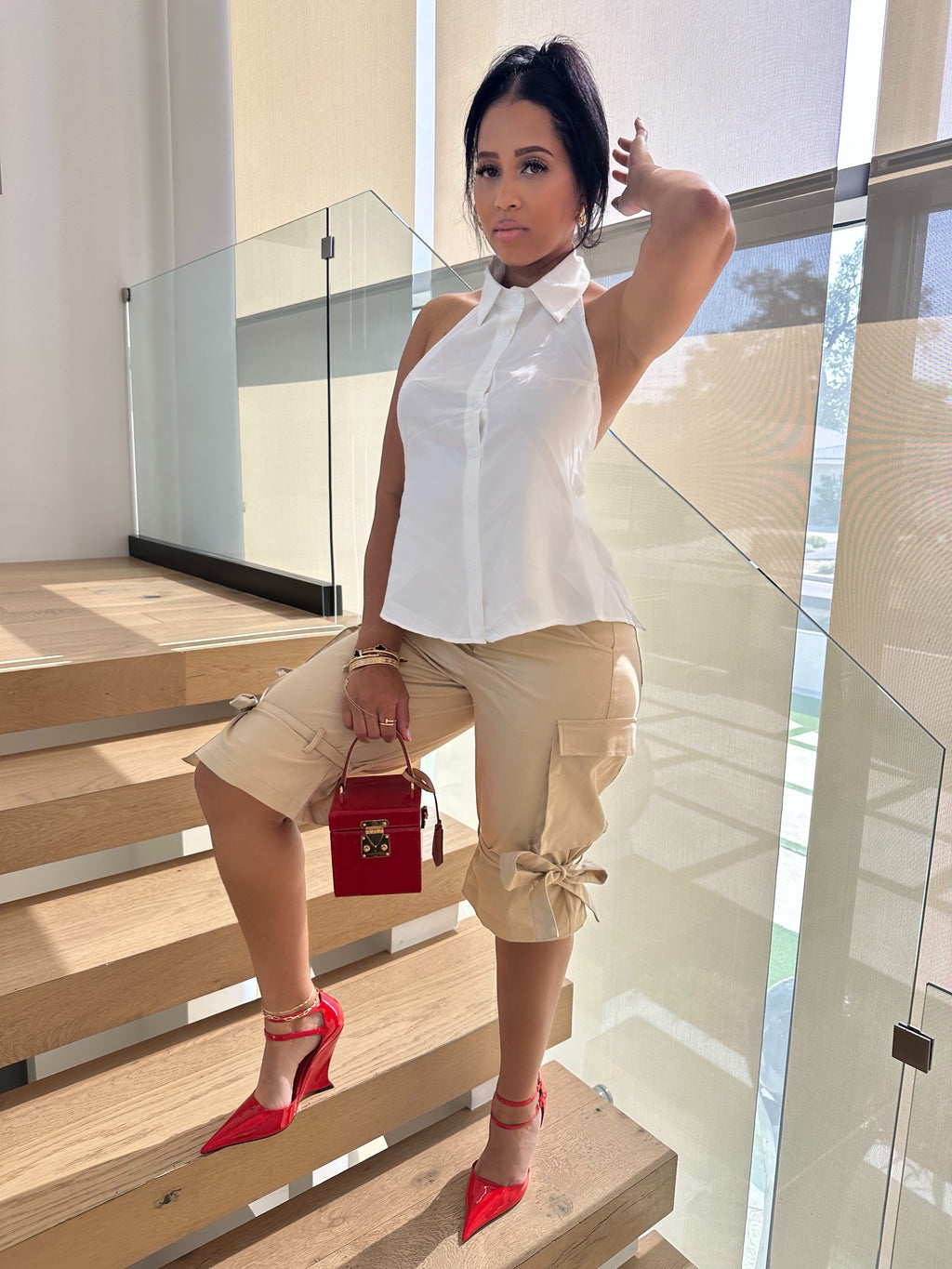 Chic Collar Button Up Halter