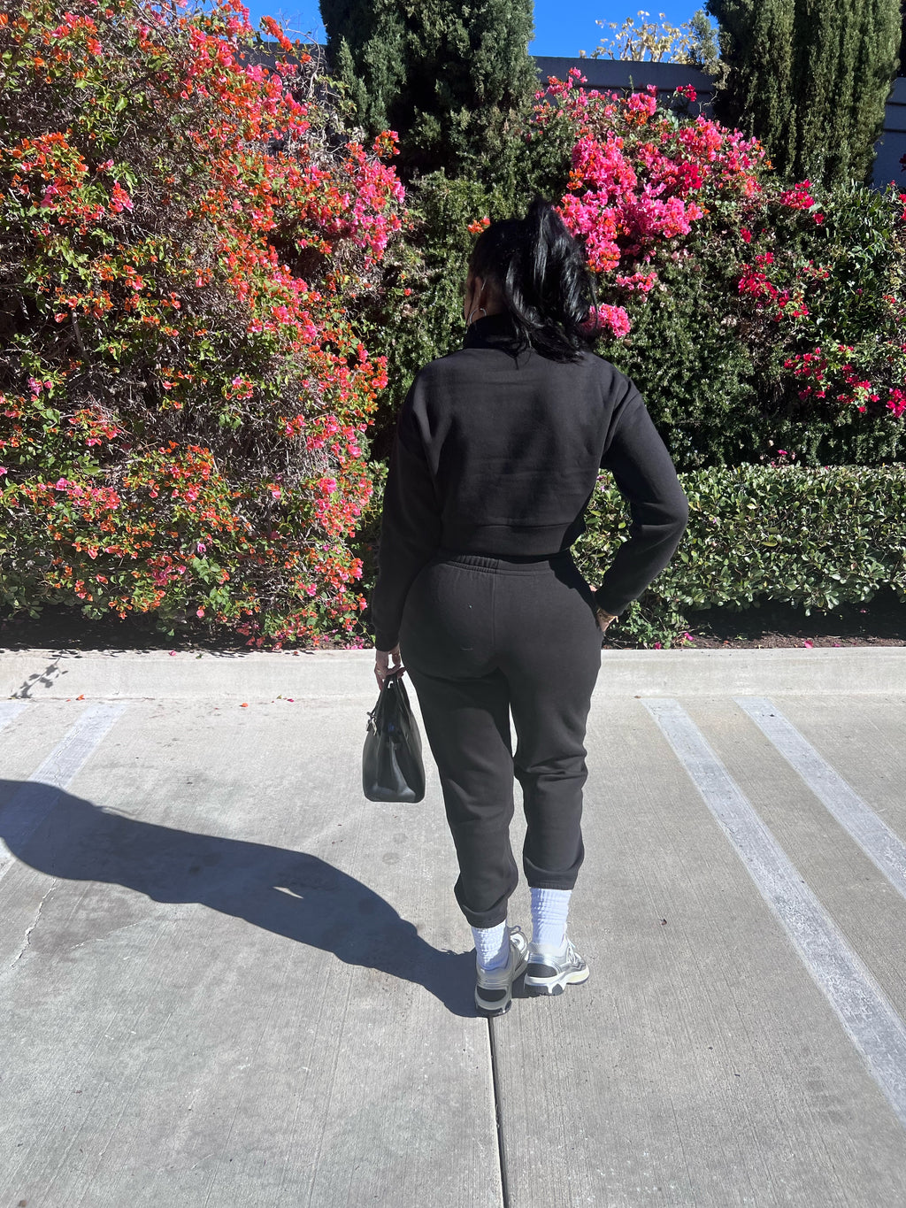 Black Pullover Cropped Jogger Set