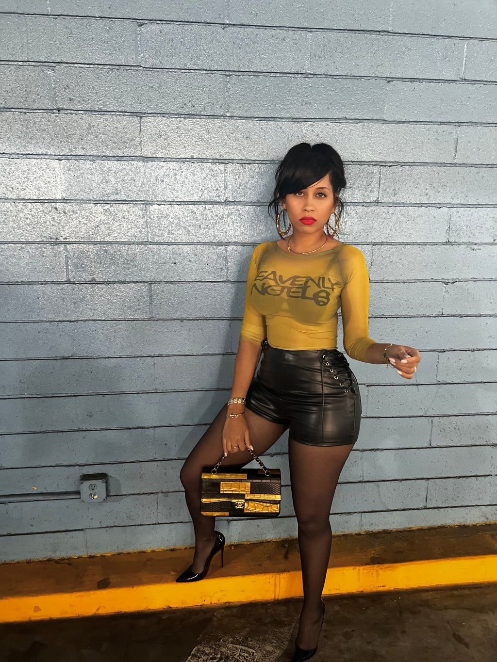 Tied Up Faux Leather Mini Shorts