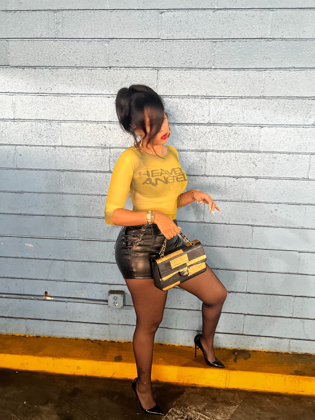 Tied Up Faux Leather Mini Shorts