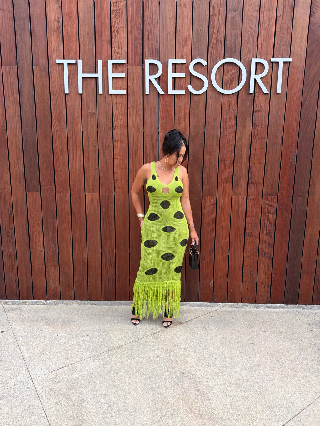 To The Islands Knit Fringe Dress