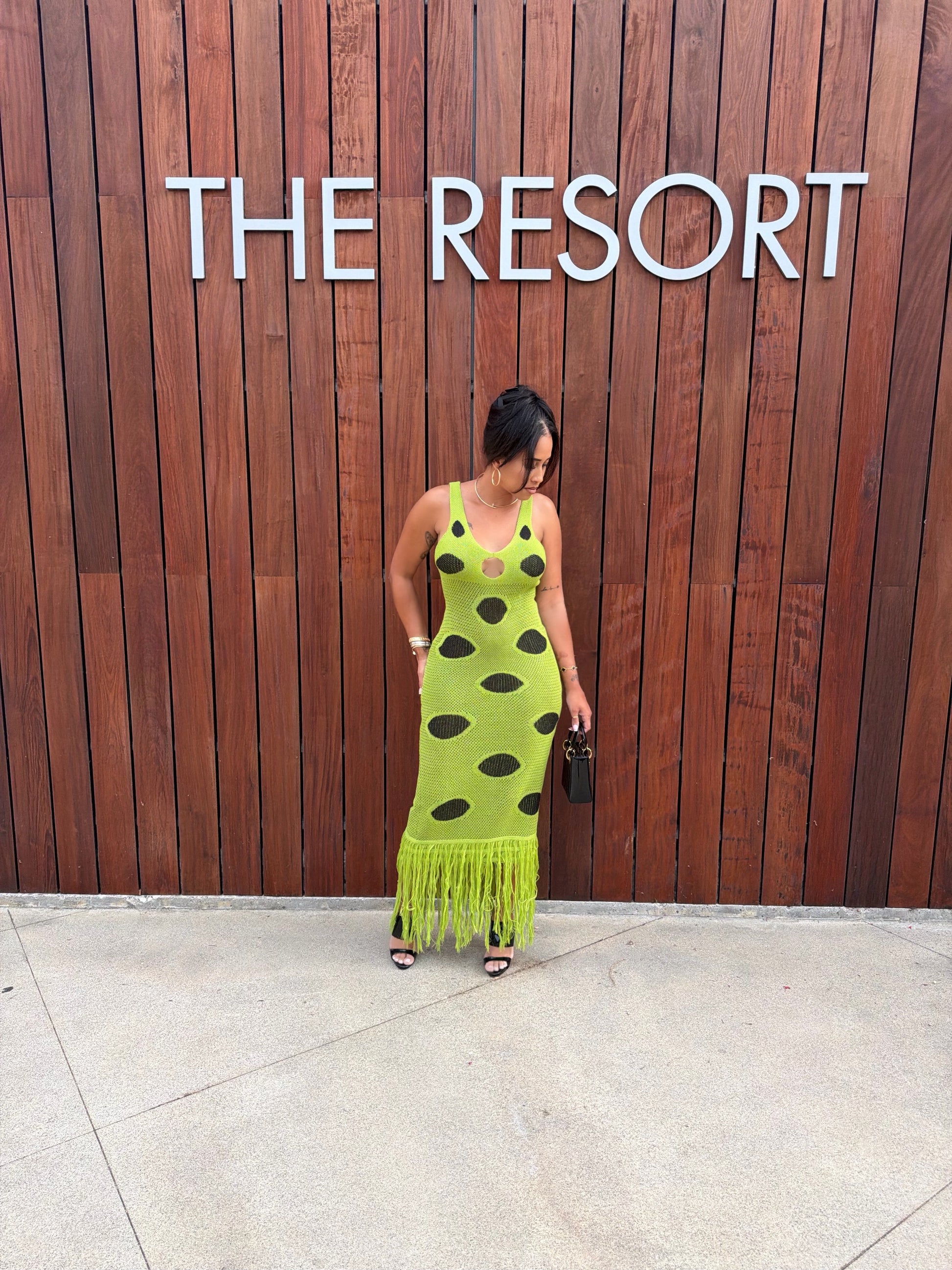 To The Islands Knit Fringe Dress