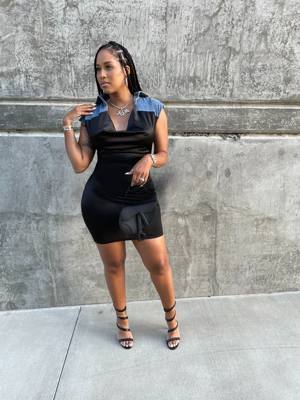 Mixed Emotions Denim + Satin Mini