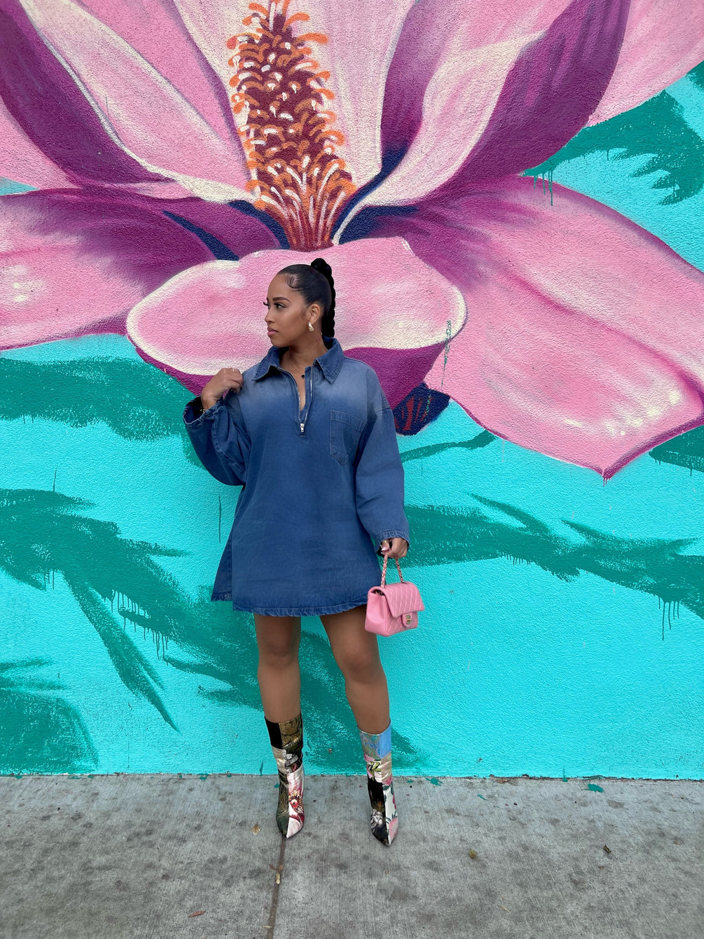 People's Choice Oversized Denim Shirtdress