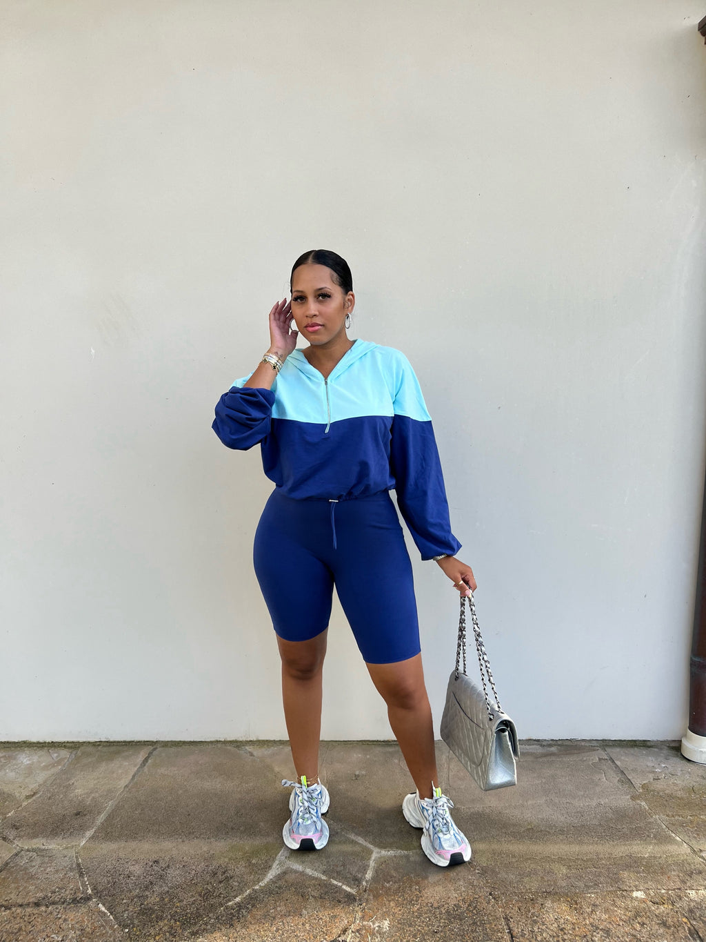 Set The Tone Hooded Short Set