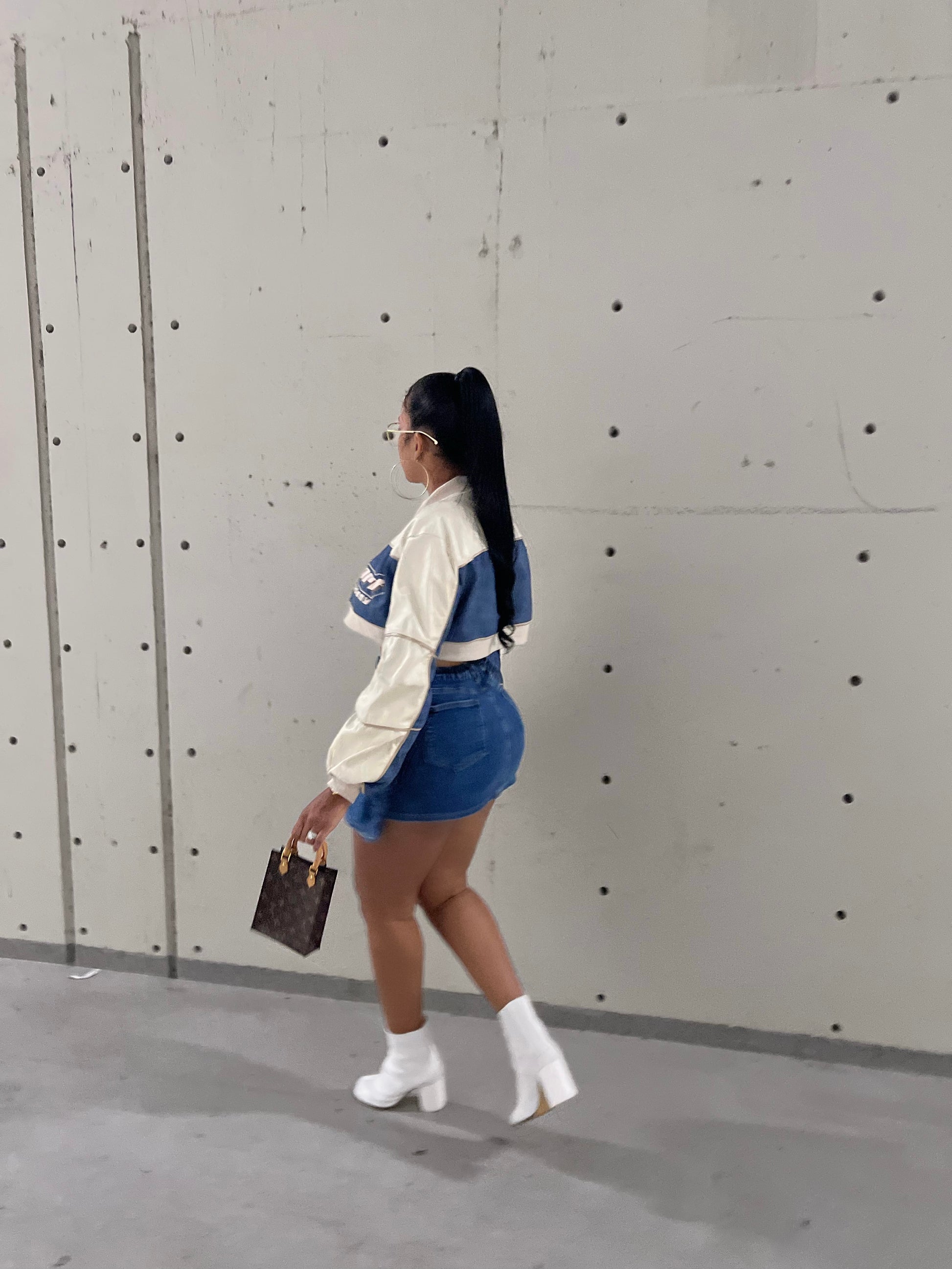 Medium Denim Cargo Stretch Skirt