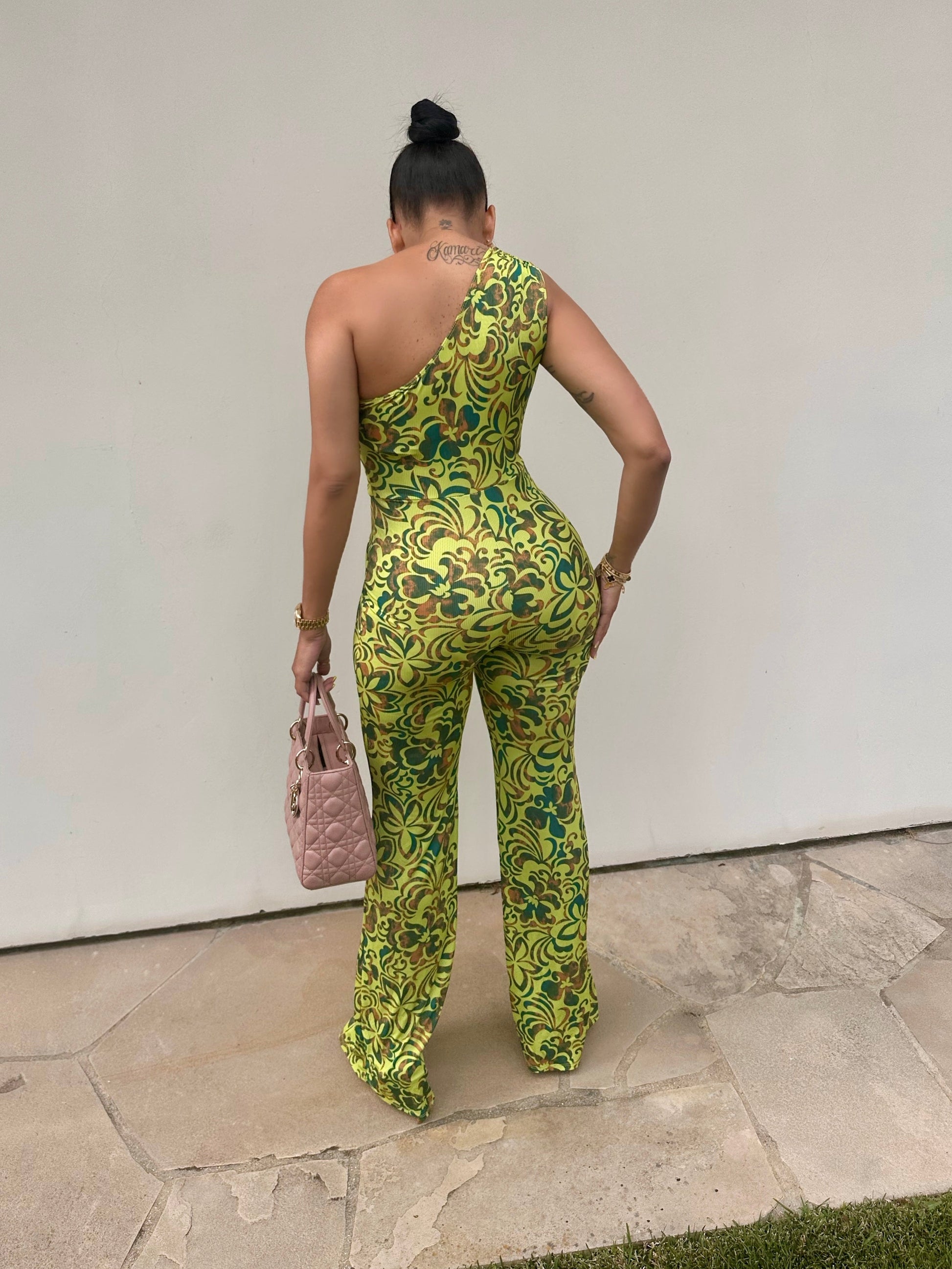 Going Green Floral Ribbed Stretch Jumpsuit