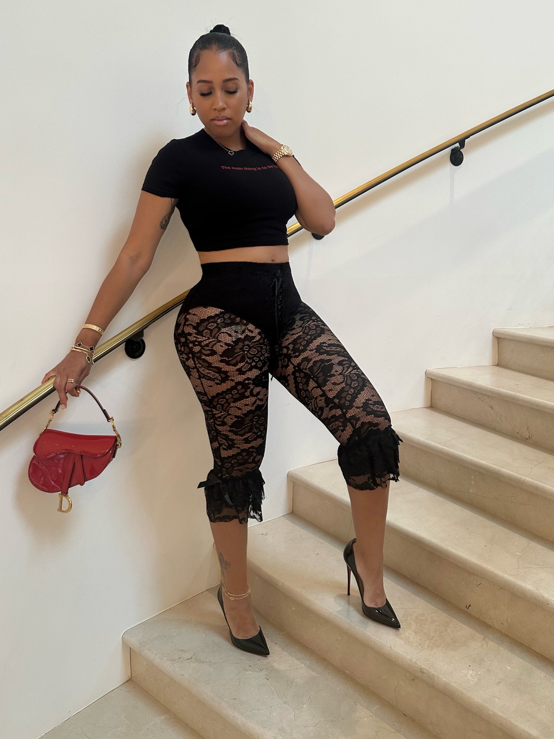 Provocateur Lace Up Capris