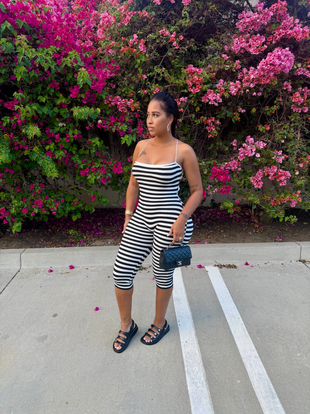 Easy Going Striped Ribbed Capri One Piece