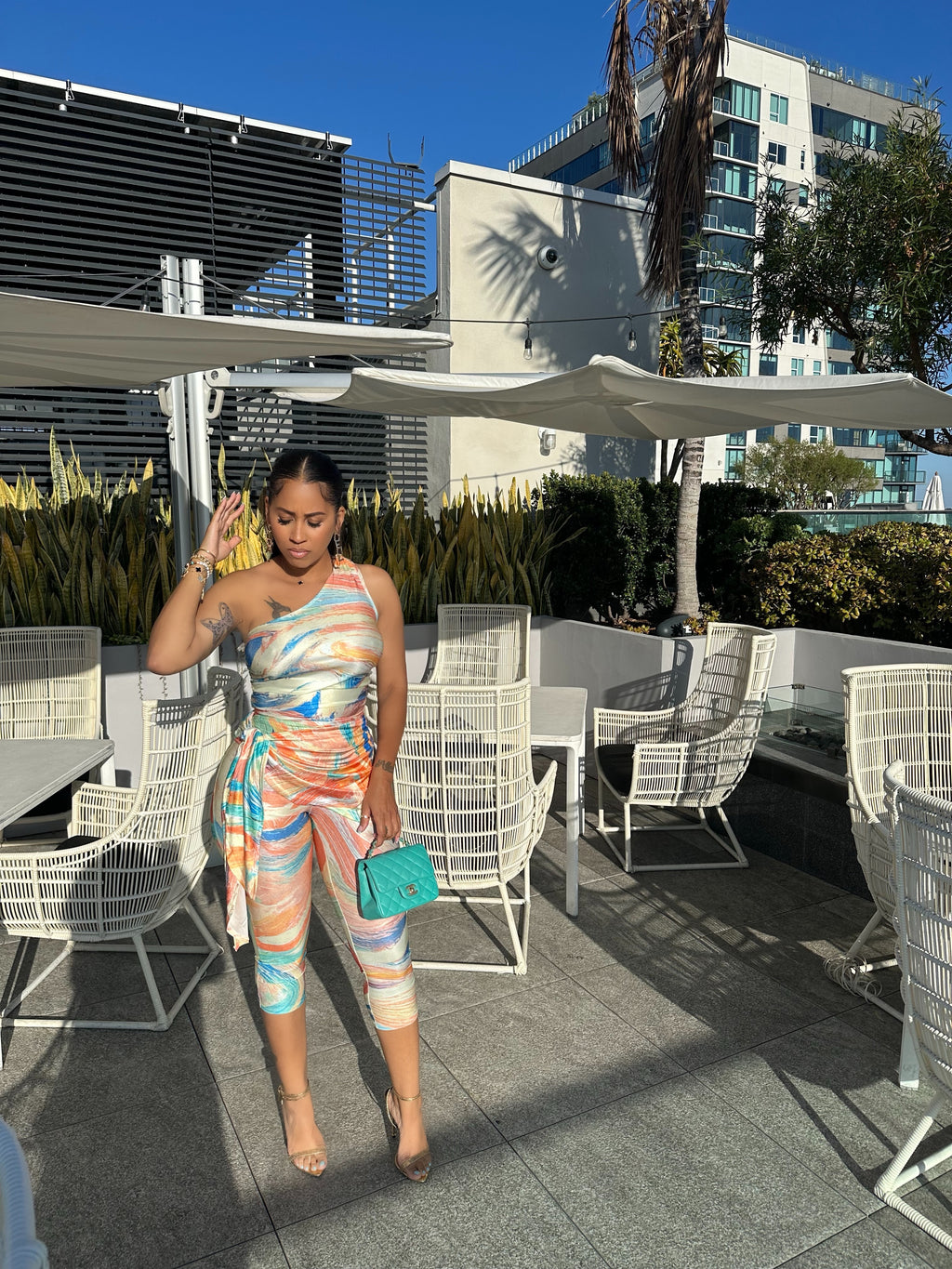 Swirls Three Piece Capri Set