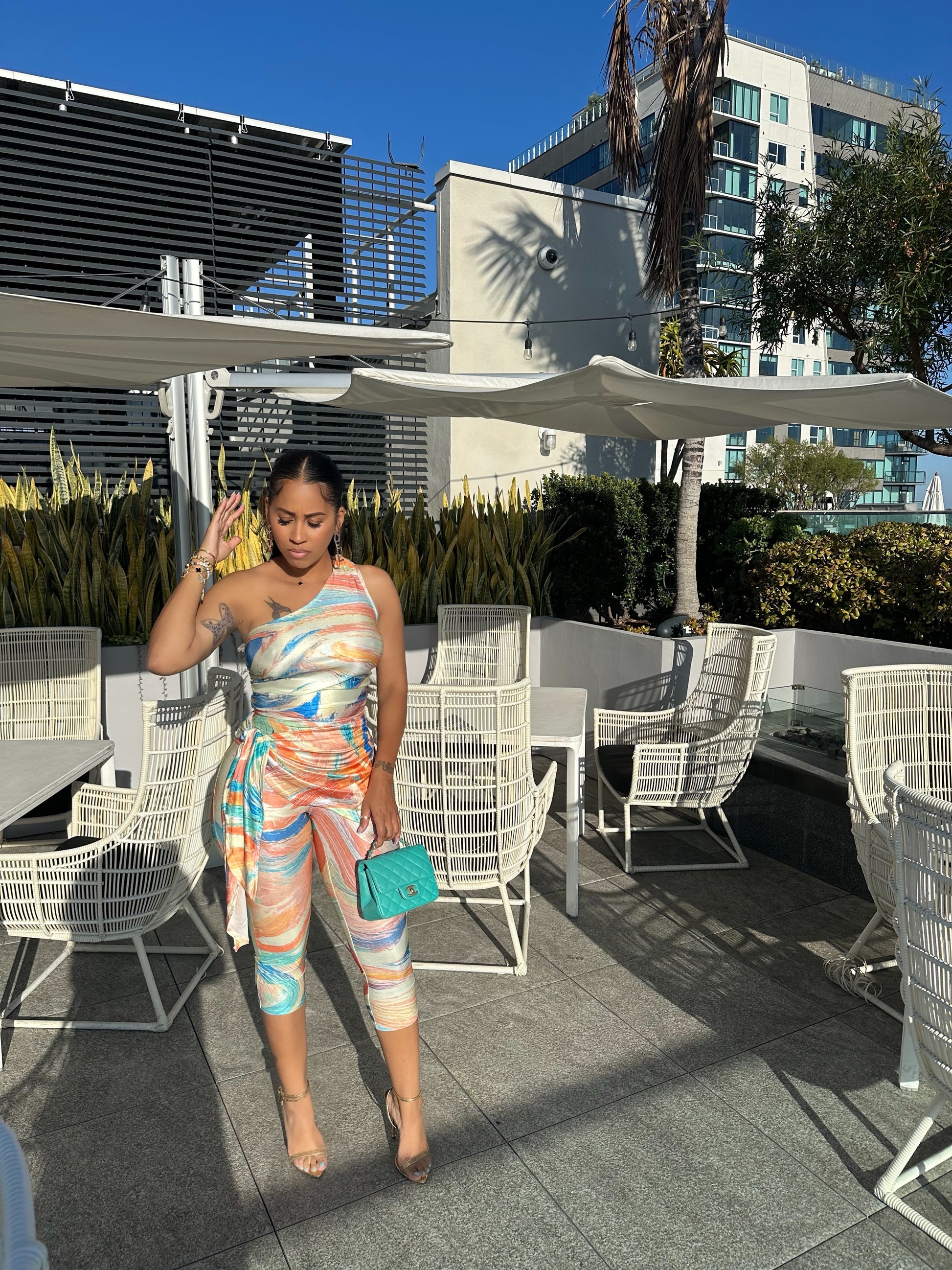 Swirls Three Piece Capri Set