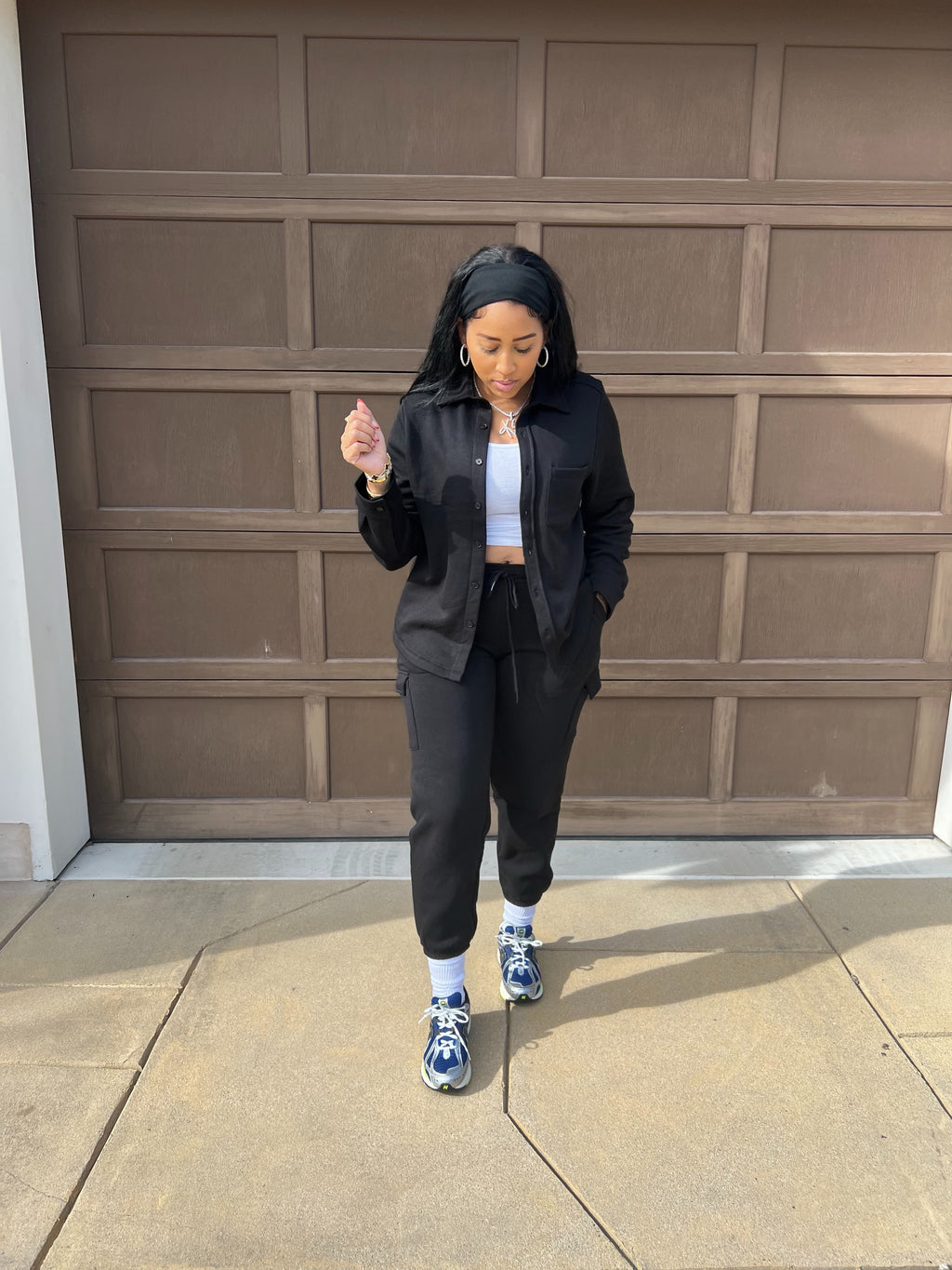 The Basics Button Up Jogger Set