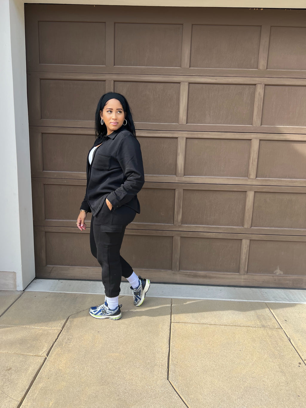 The Basics Button Up Jogger Set