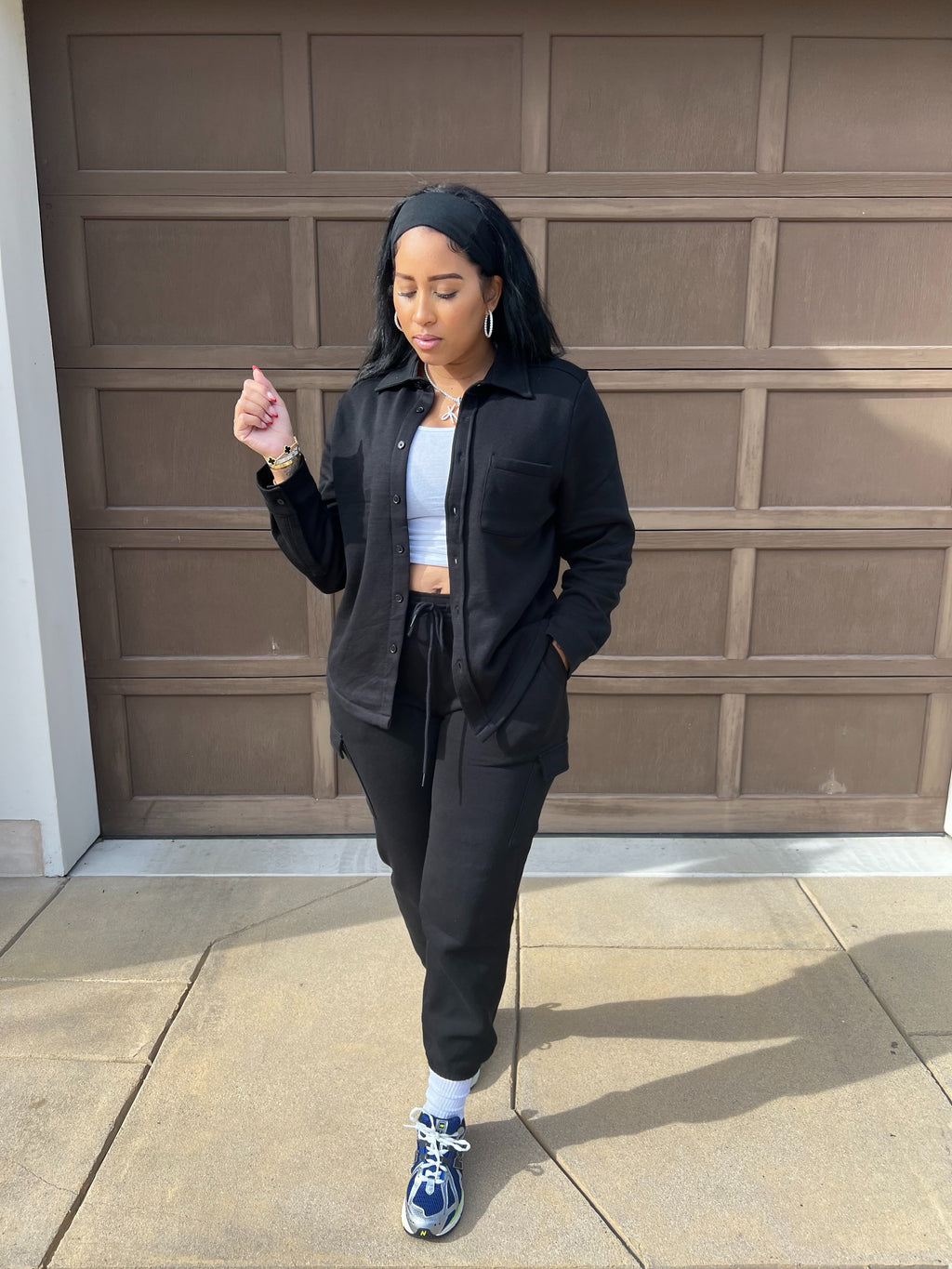 The Basics Button Up Jogger Set