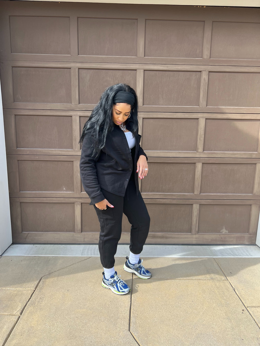 The Basics Button Up Jogger Set