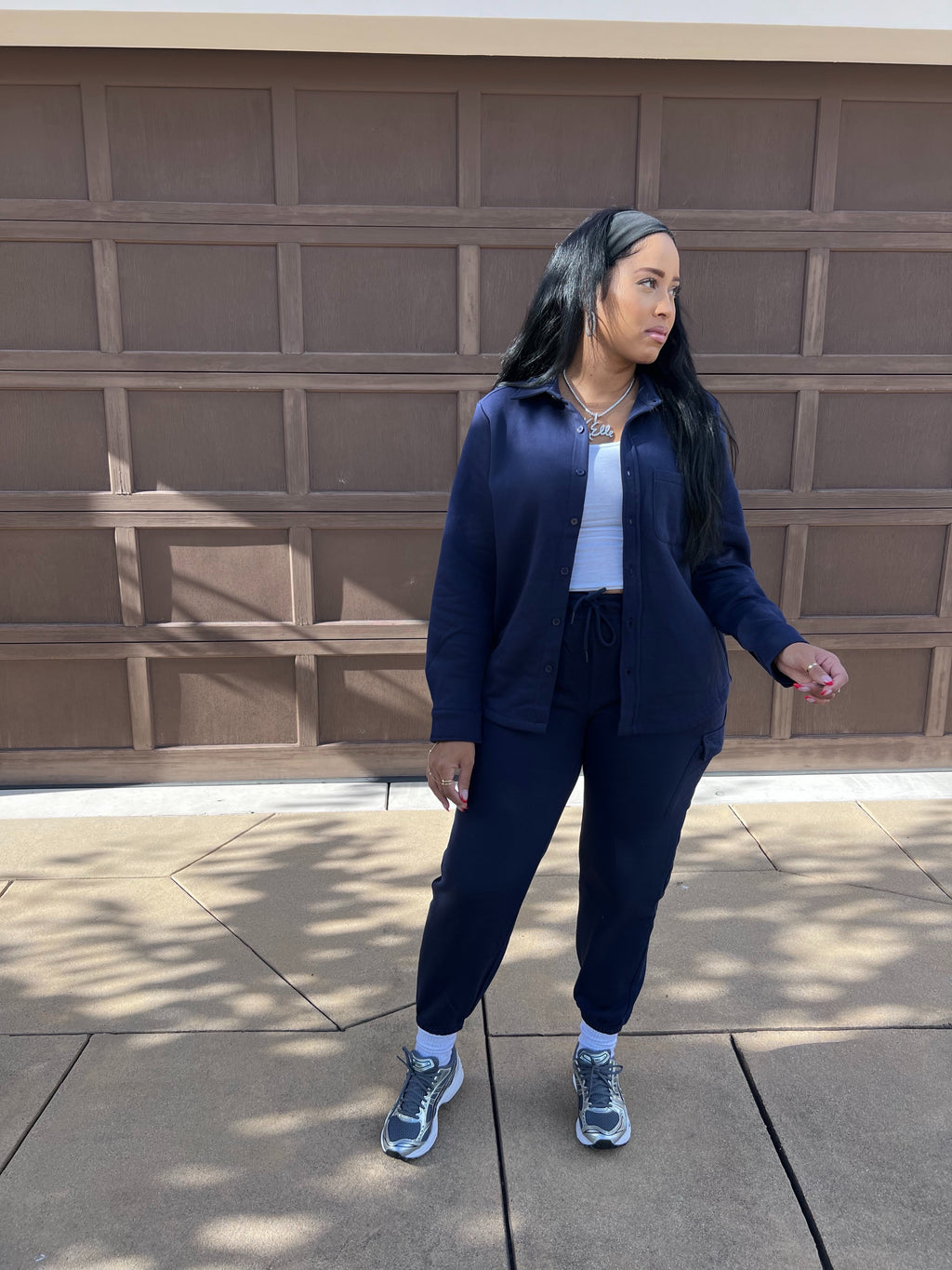 The Basics Button Up Jogger Set