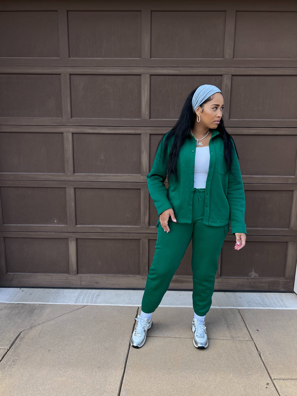 The Basics Button Up Jogger Set