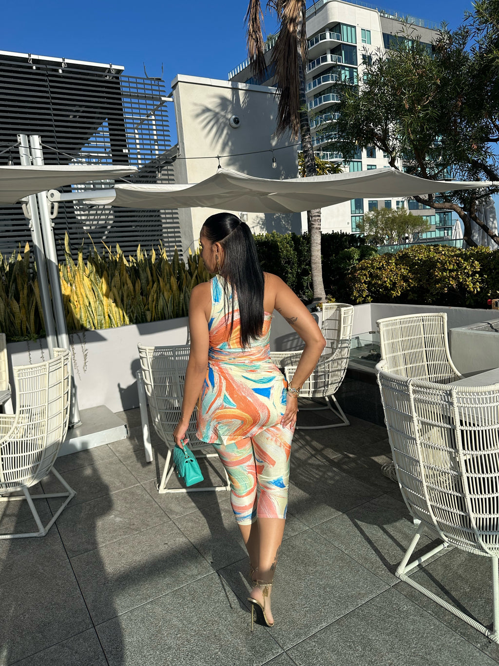 Swirls Three Piece Capri Set