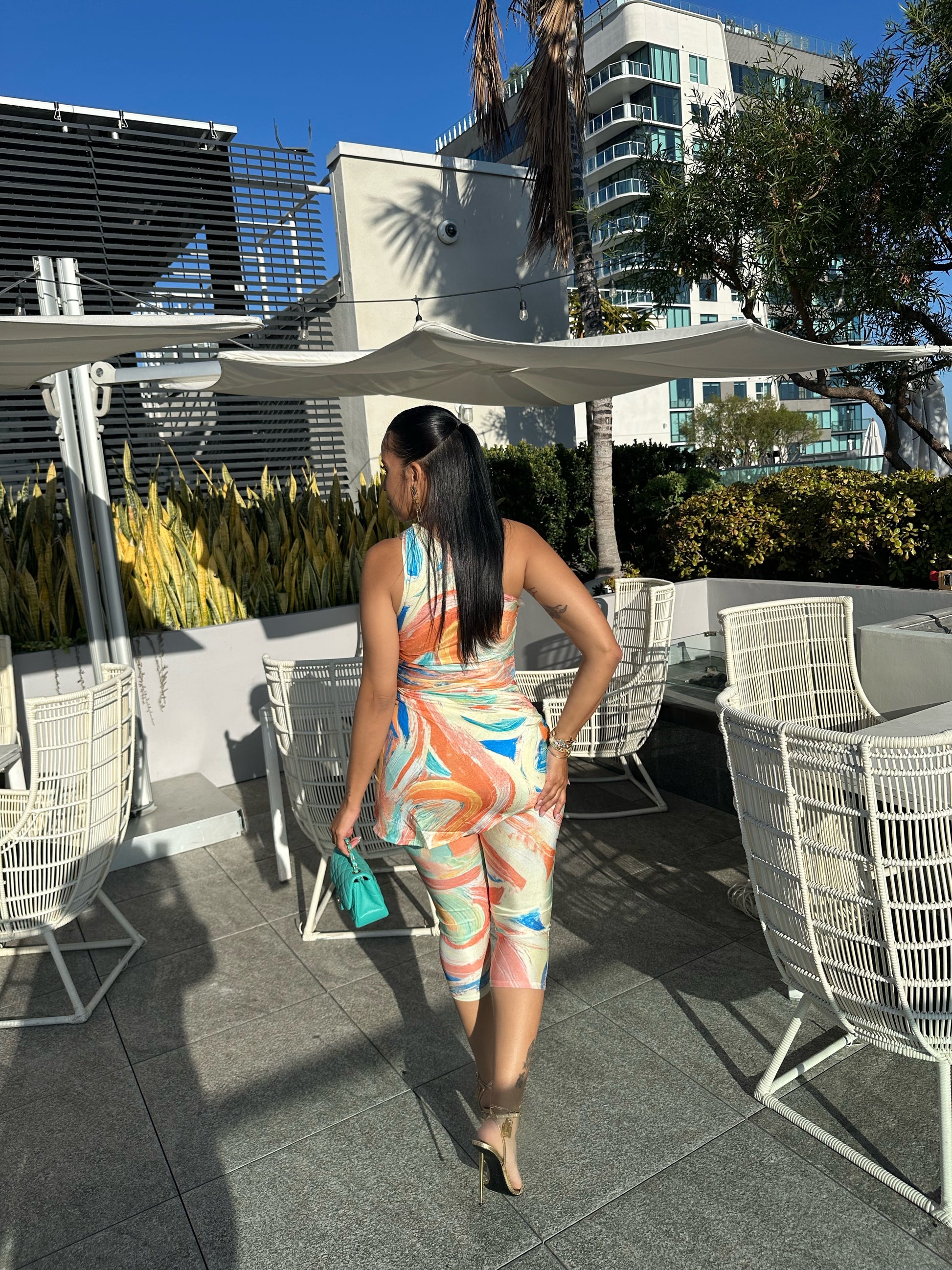 Swirls Three Piece Capri Set