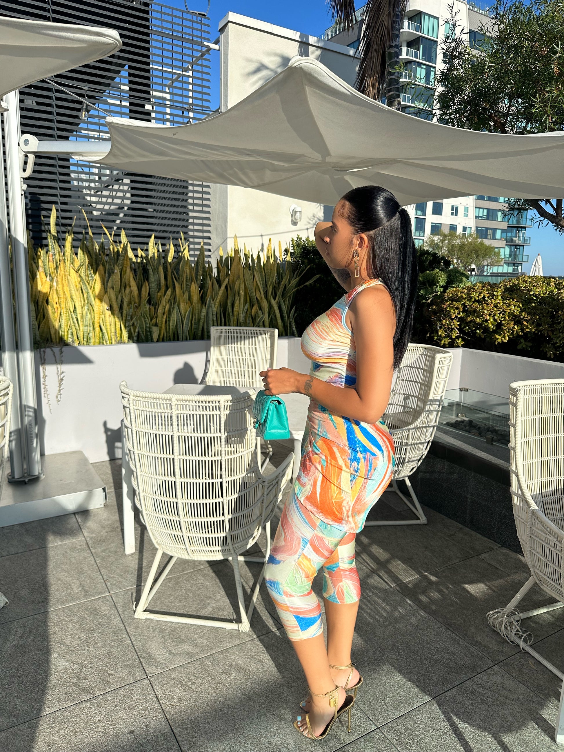 Swirls Three Piece Capri Set