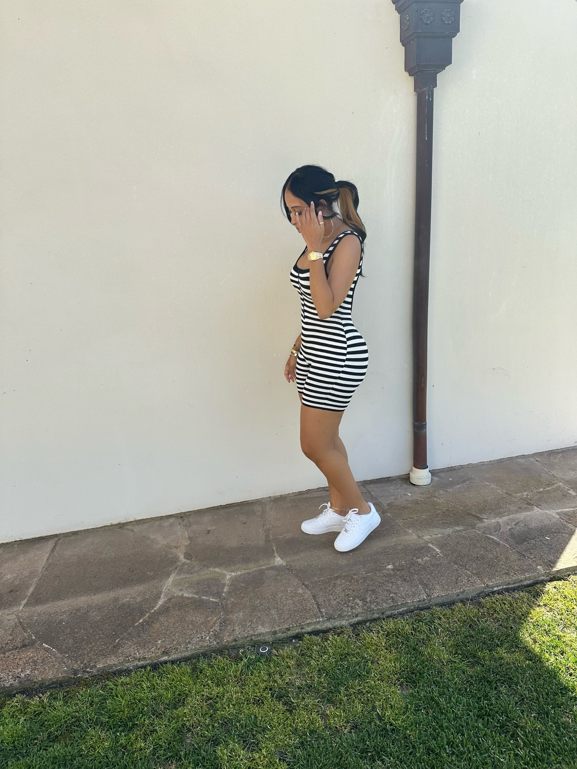 Ribbed Zip Basic Romper