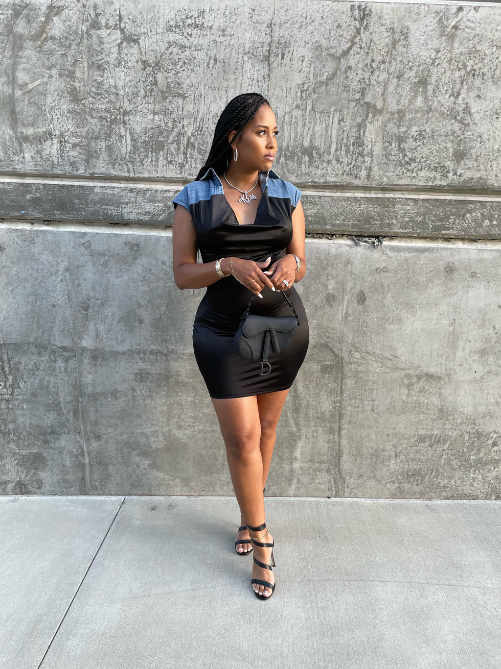 Mixed Emotions Denim + Satin Mini