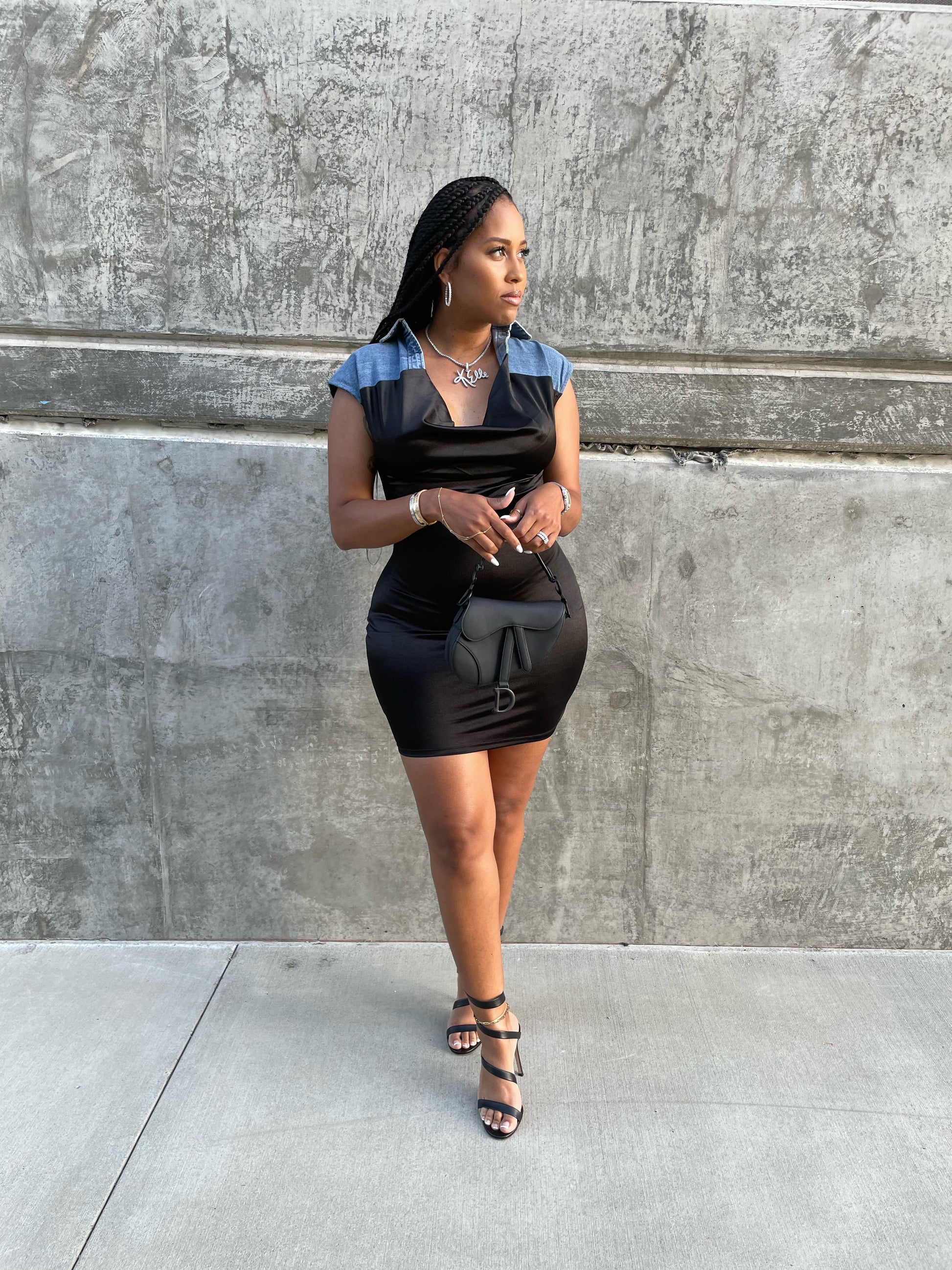 Mixed Emotions Denim + Satin Mini
