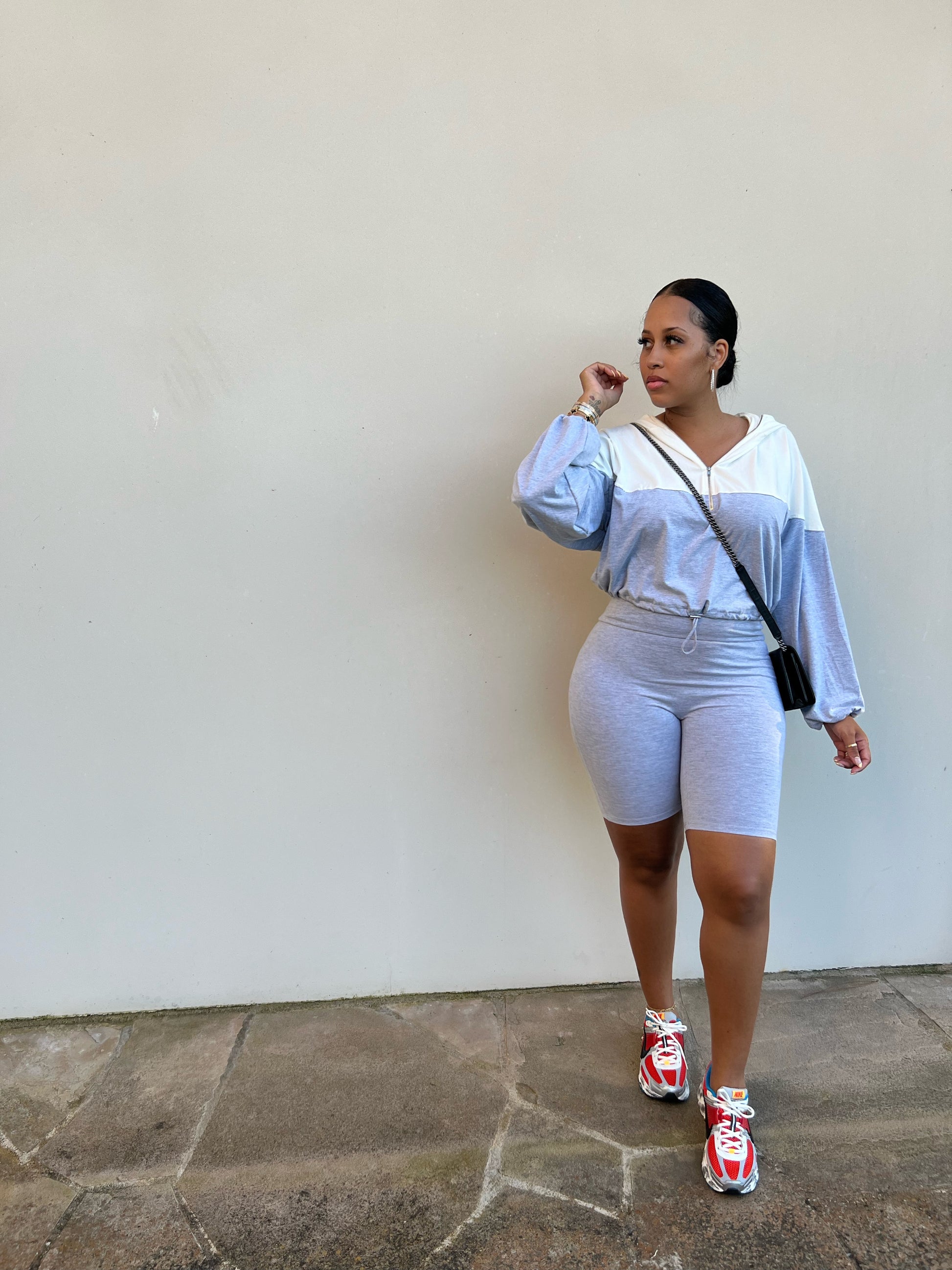 Set The Tone Hooded Short Set