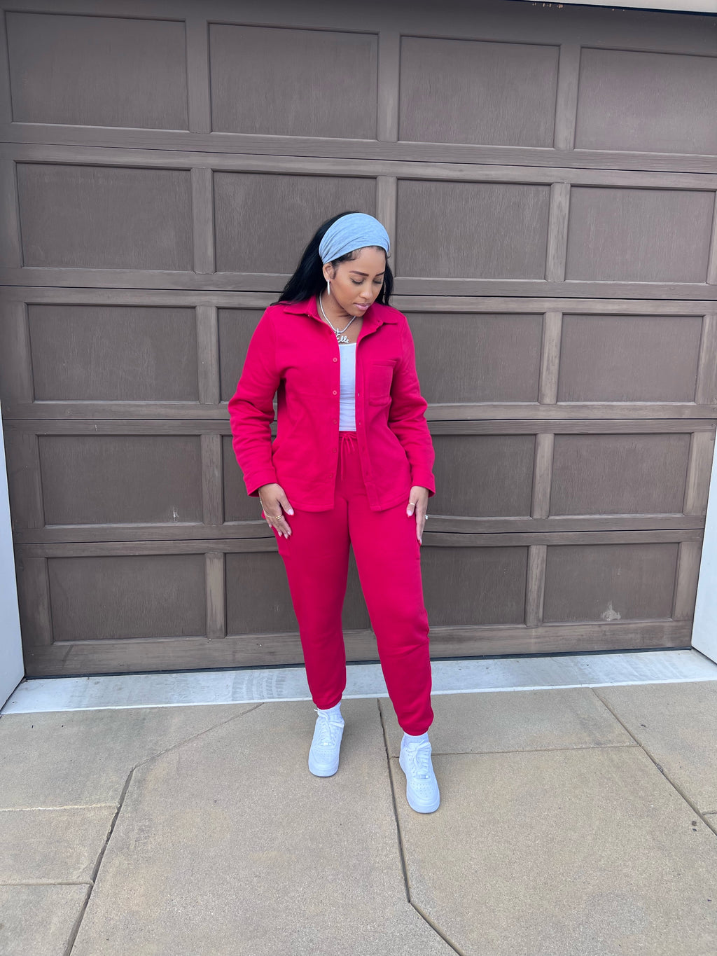 The Basics Button Up Jogger Set
