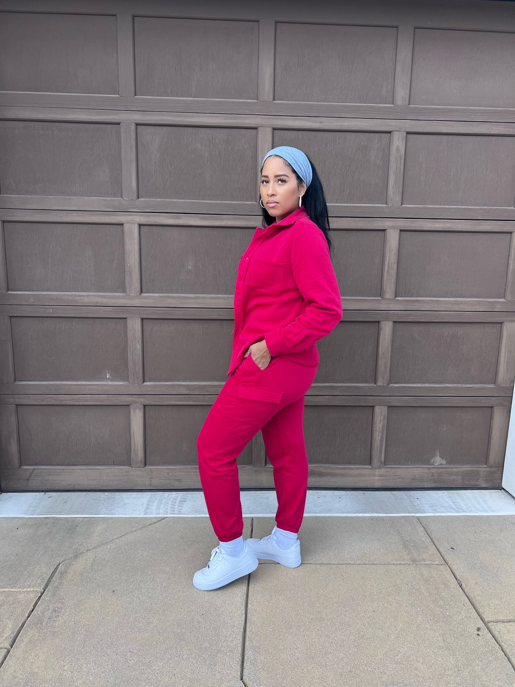 The Basics Button Up Jogger Set