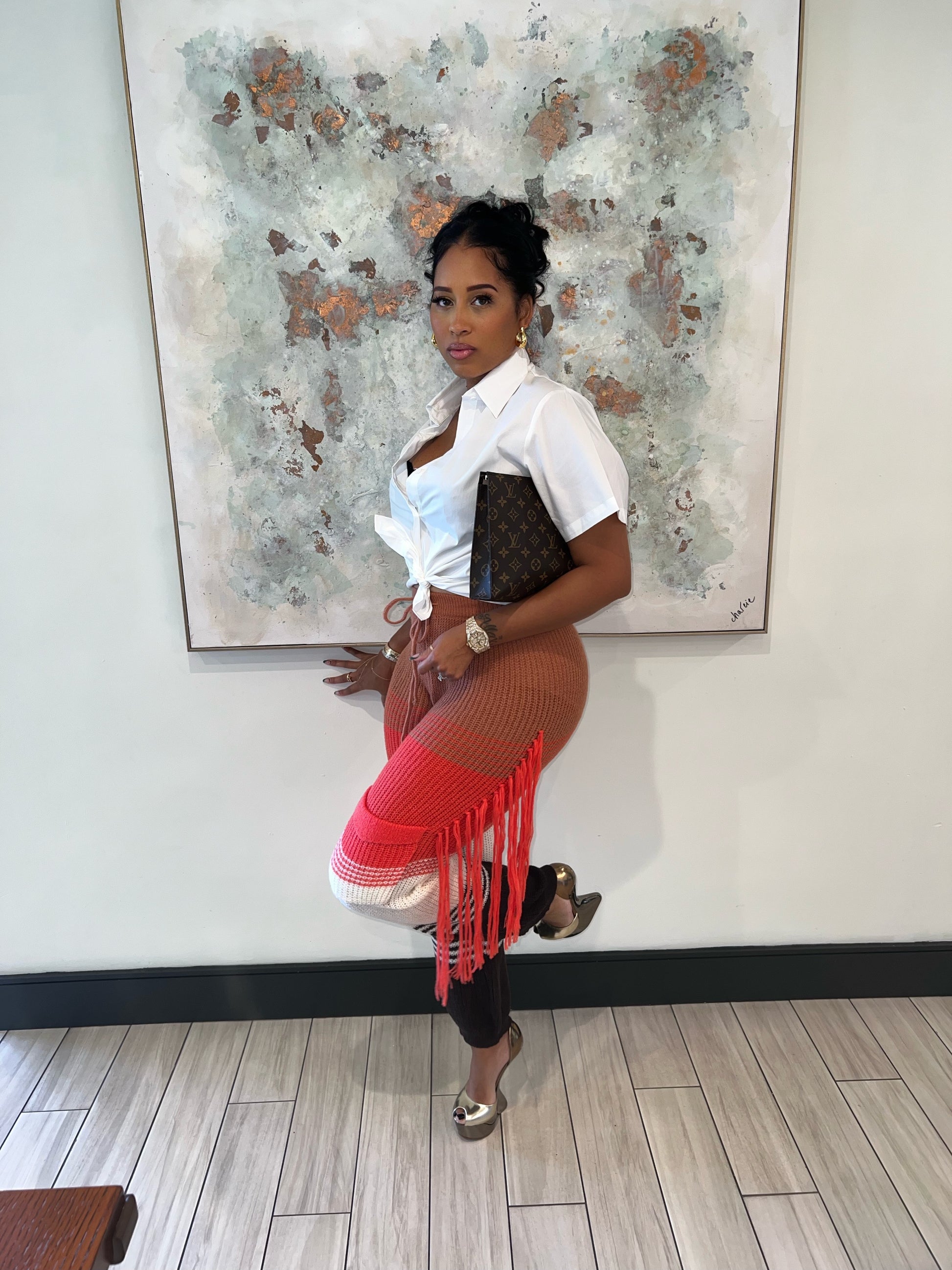 Falling Knit Fringe Jogger